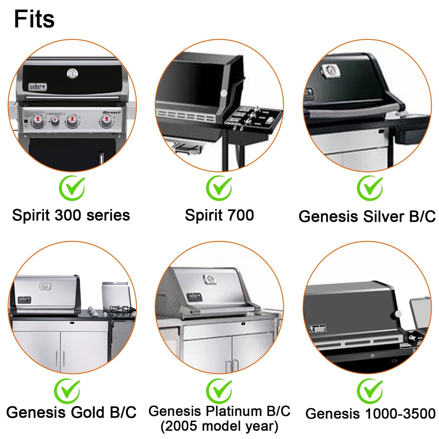 BBQ Future 7525 Grill Grates for Weber Genesis Silver B & C, Genesis Gold B & C, Weber Spirit 300 Series E-310, Replacement Part for Spirit 700, Genesis 1000-3500, Stainless Steel, 2-Pack