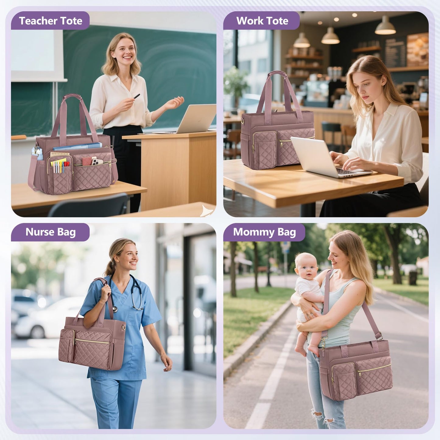 SDYSM Teacher Tote Bag for Women 15.6 inch Laptop Bag Work Bags Nurse Tote Professional Computer Messenger Shoulder Bags Laptop Briefcase for Office, College, Nursing