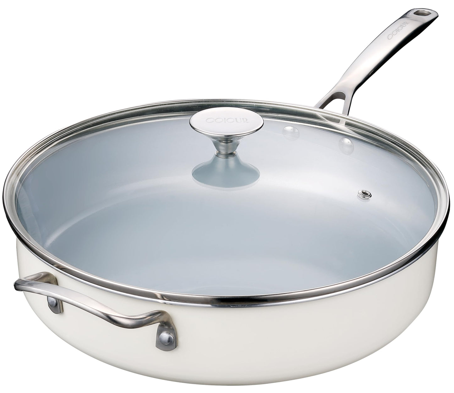 Nonstick Sauté Pan with Lid 5 QT Deep Frying Pan with Stainless Steel Helper Handle 12 inch Large Skillet Ceramic Jumbo Cooker for Healthy Cooking, Induction Compatible Cookware, PFOA Free