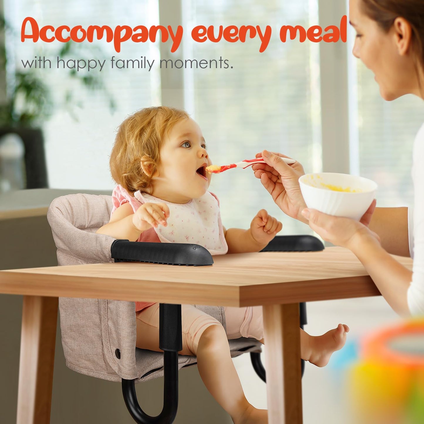 Hook On High Chair - Portable & Foldable for Babies 6-36 Months, Family & Travel Use with Carry Bag(Khaki)