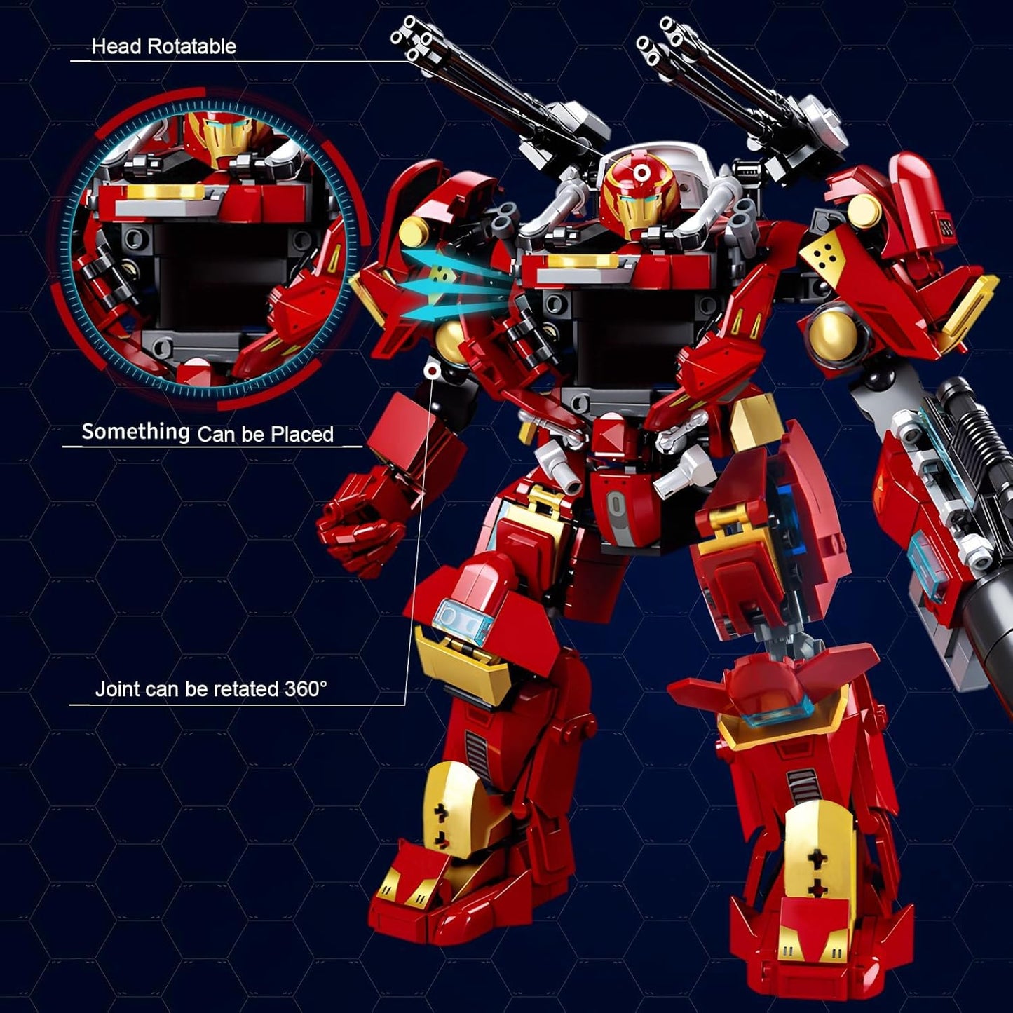 HIGH GODO Mech Robot Transforming Building Blocks Set for Adults,City Warrior Justice Hero Soldier Mech Model Building Kit, Cool Creative Robots Toys Gift for Teens Boys, 588 PCS
