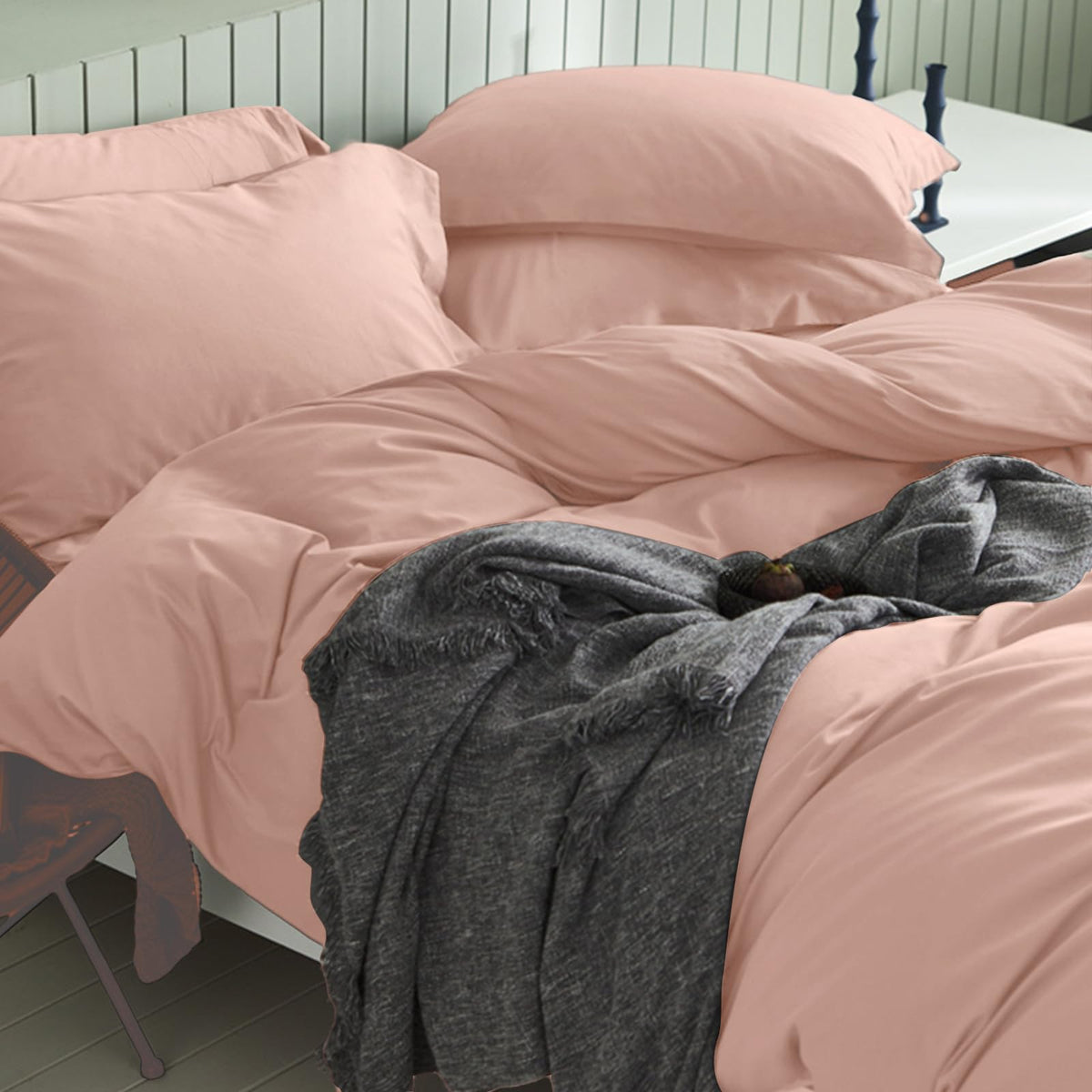 Sasttie Duvet Cover Queen, 3-Piece Ultra Soft Double Brushed Bedding Sets for All Season Use, Includes 1 Duvet Cover 90x90 Inches, 2 Envelope Pillowcases 20x30 Inches, Rose Gold