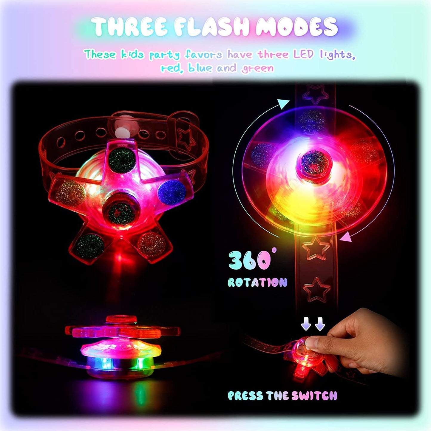 SEKEAHU 30 Pack Glow in The Dark Halloween Party Supplies for Kids, Christmas Stocking Stuffers Party Favors Light up Bracelets Toys, Loot Bags Fillers Birthday Party Supply, Goodie Bags Stuffers Gift