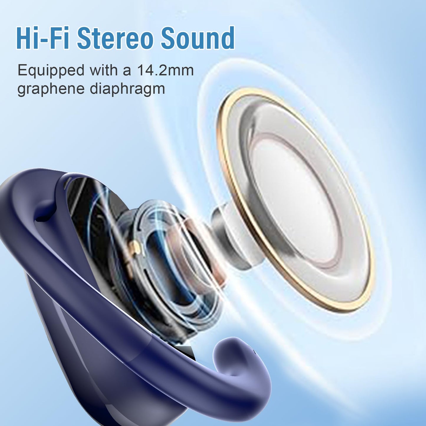 Conyat AI Language Translation Earbuds Real Time, 3-in-1 Translator Earbuds Open Ear with 7 Translation Modes/164 Language, 58H Headphones Translating Device for Travel/Business//Leaning, Blue