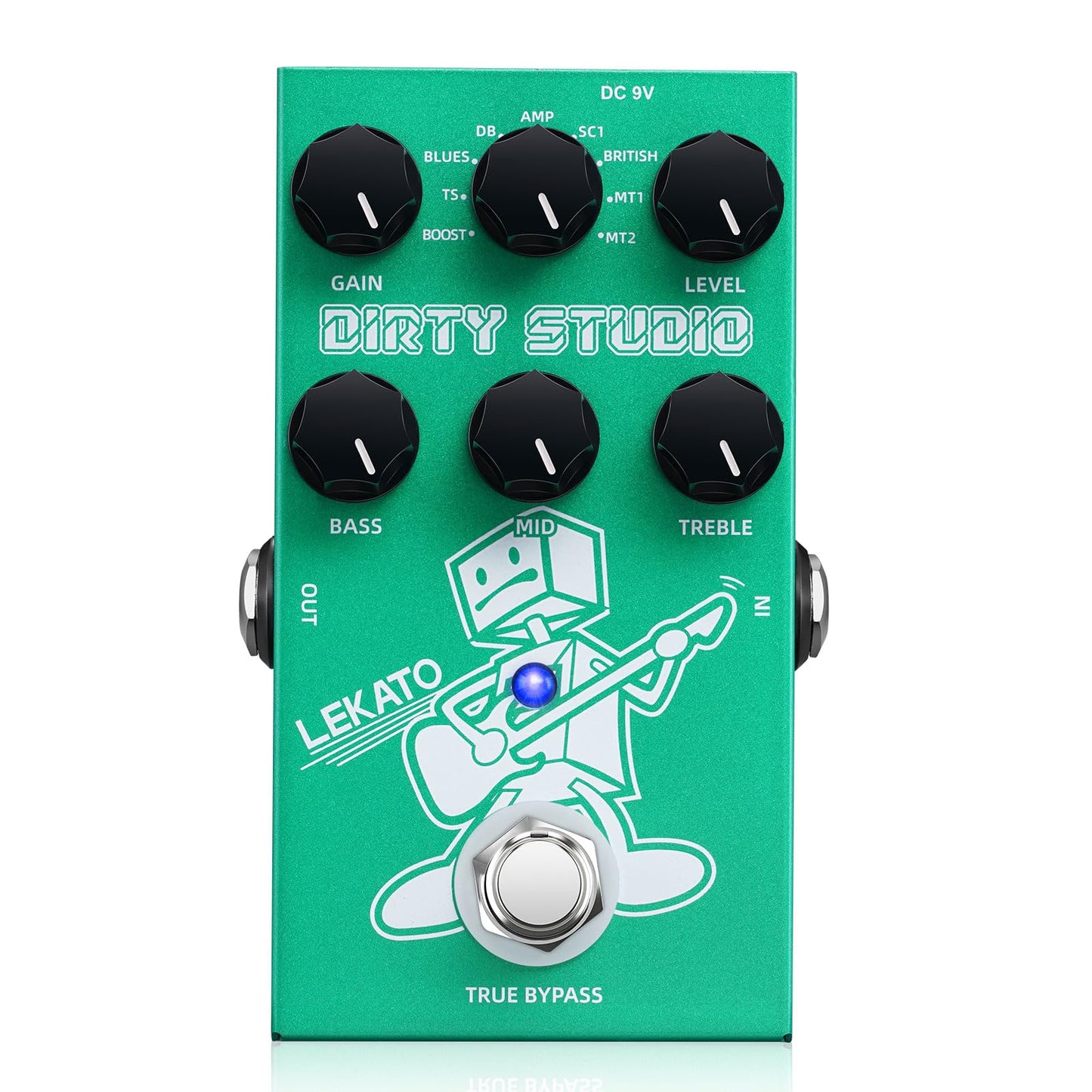 LEKATO Boost Distortion Overdrive Digital Guitar Effect Pedal with 9 Tones, 3-band EQ, True Bypass, Combo Clean Pedal for Electric Guitar
