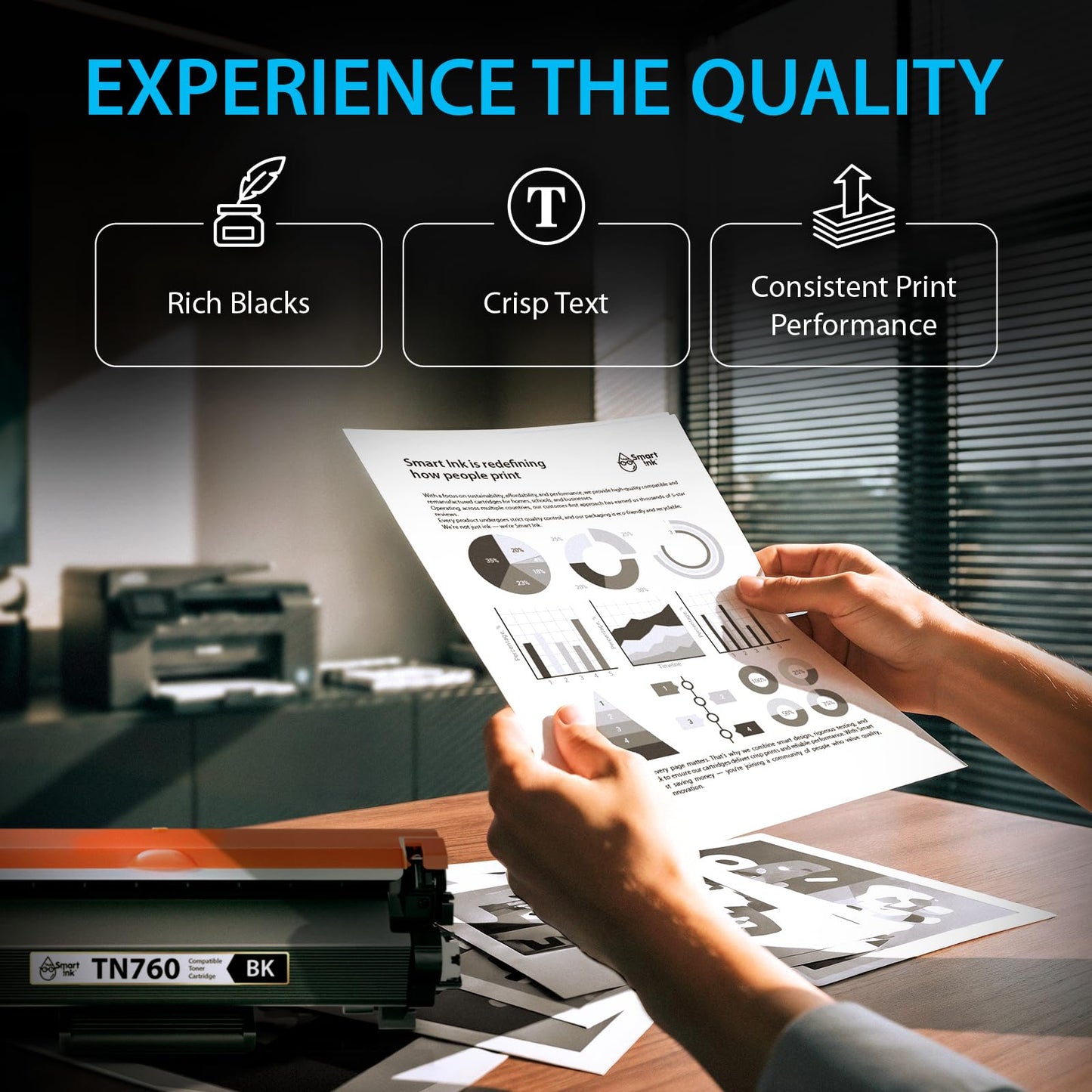 Smart Ink Compatible TN 760 Toner Cartridge Replacement 4 Pack for Brother TN760 TN730 (CHIP) to use with HL-L2390DW DCP-L2550DW HL-L2350DW HL-L2370DW MFC-L2710DW HL-L2370DWXL MFC-L2730DW MFC-L2750DW