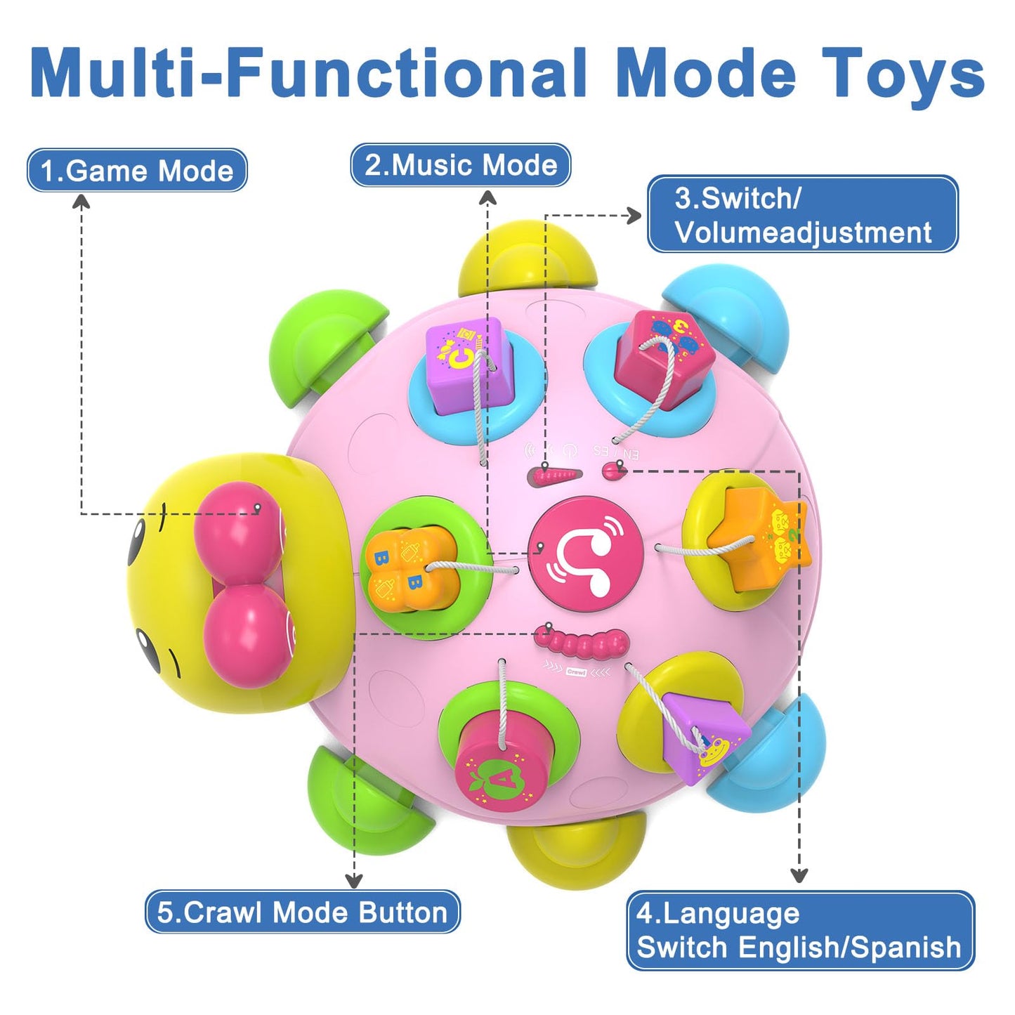 Baby Musical Ladybug Crawling Toys,Baby Toys 6-12 Months Whit Light-up Music, Early Educational Learning Montessori Toys, Infant Gift Toys for 7 8 9 10 11 Months 1-2 Years Old Newborn Girls (Pink)