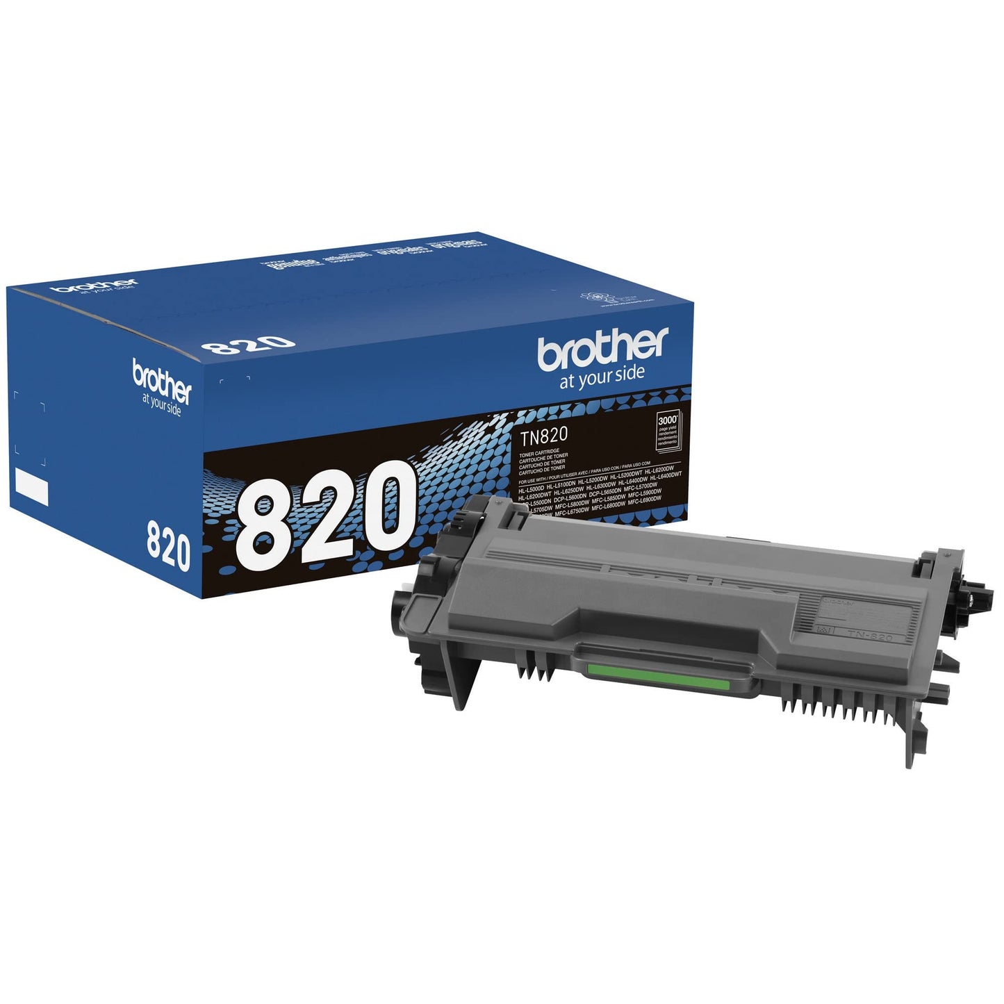 Brother original TN820 Standard Yield Black Toner Cartridge, original toner replacement cartridges, for Brother laser printers HL-L5000D, HL-L6200DW, HL-L6400DW, MFC-L5700DW, MFC-L5800DW and more