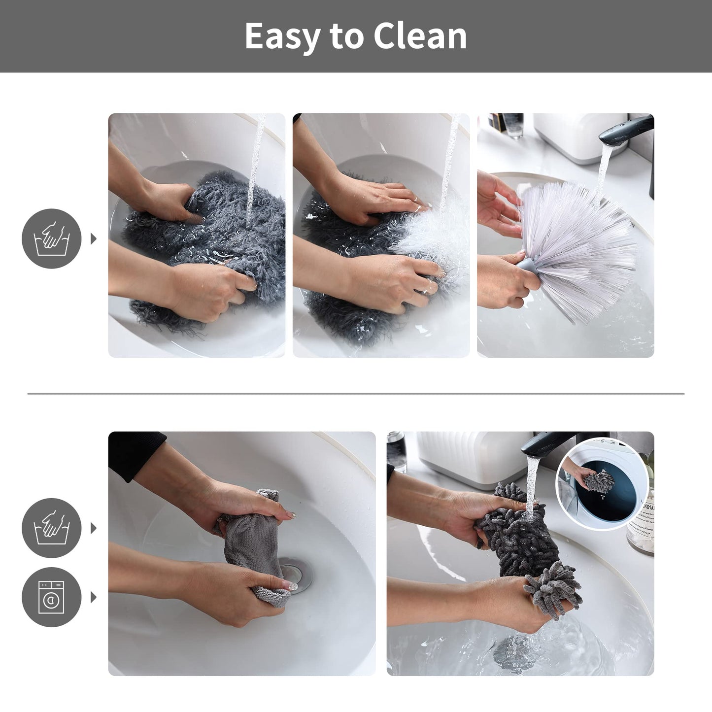 BOOMJOY Microfiber Feather Duster 7PCS, Bendable Dusters with 100 inches Extension Pole for Cleaning High Ceiling, Fan, Blinds, Cobweb, Furniture, Cars