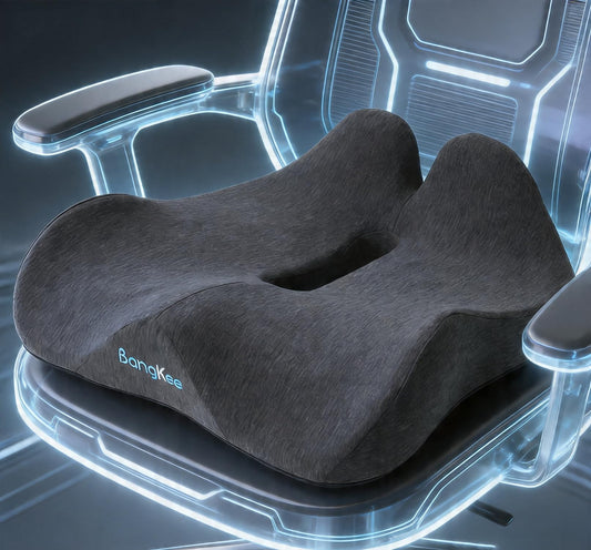 18x16 Inch Black Memory Foam Seat Cushion for Office Chair, Car Seat, Airplane, Bleacher - Sciatica & Hip & Coccyx Pain Relief Desk Chairs Cushions for Long Sitting Peoples