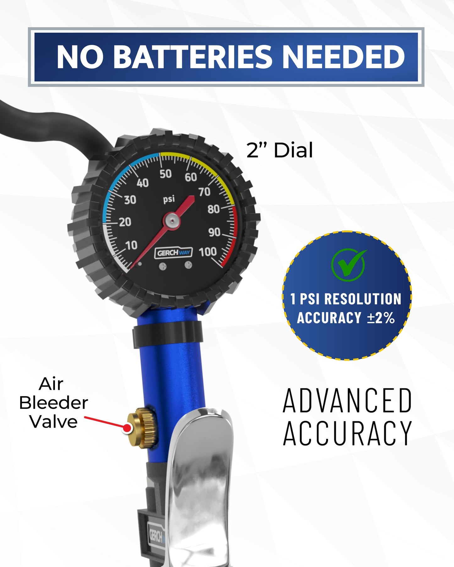 Presta Valve Adapter Pump with Removable Schrader to Presta Valve Air Chuck – Accurate Bike Tire Inflator & Pressure Gauge for Air Compressor, 100 PSI