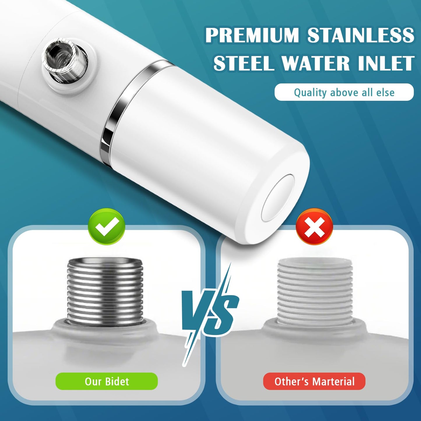 FASENZA Bidet Attachment for Toilet Seat: Adjustable Water Pressure, Ultra-Slim Toilet Water Sprayer with Self-Cleaning Non-Electric Dual Nozzle, Front & Rear Feminine Wash, Cold Water, White, 1 Pack