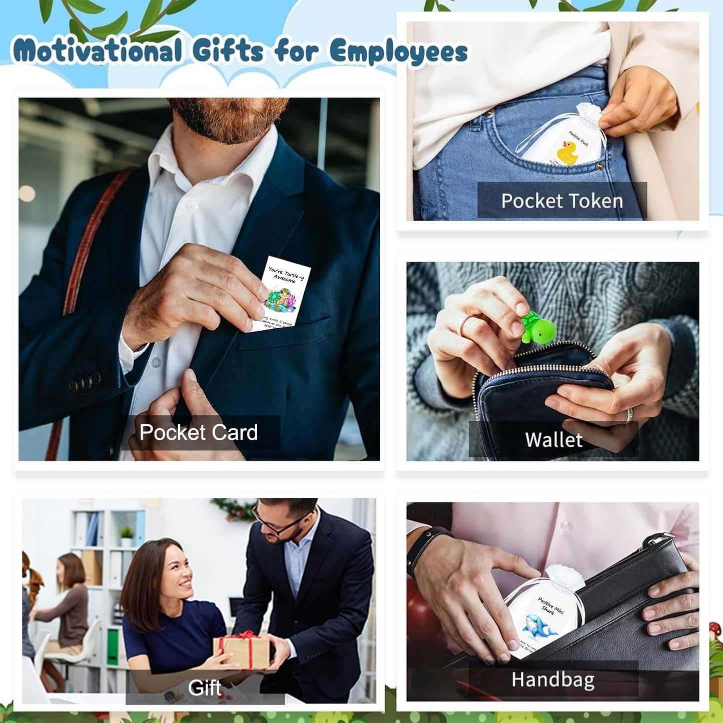 50Pack Positive Gifts Bulk Inspirational Teacher Dietitian End of Year Student Gifts,with Mini Animal Funny Card Organza Bag,Ideal for Employee Office Appreciation Bulk for Coworker Staff