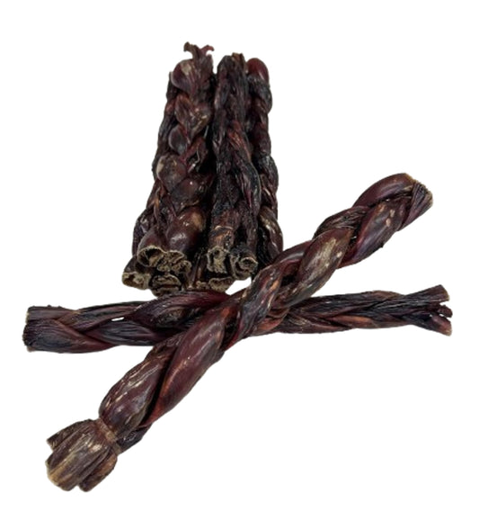 Braided 12" Beef Esophagus for Dogs – 4 Pack - Single Ingredient - 100% Natural - High-Protein, Grain-Free Chews for Dental Health and Joint Support. Full of Natural Glucosamine and Chondroitin