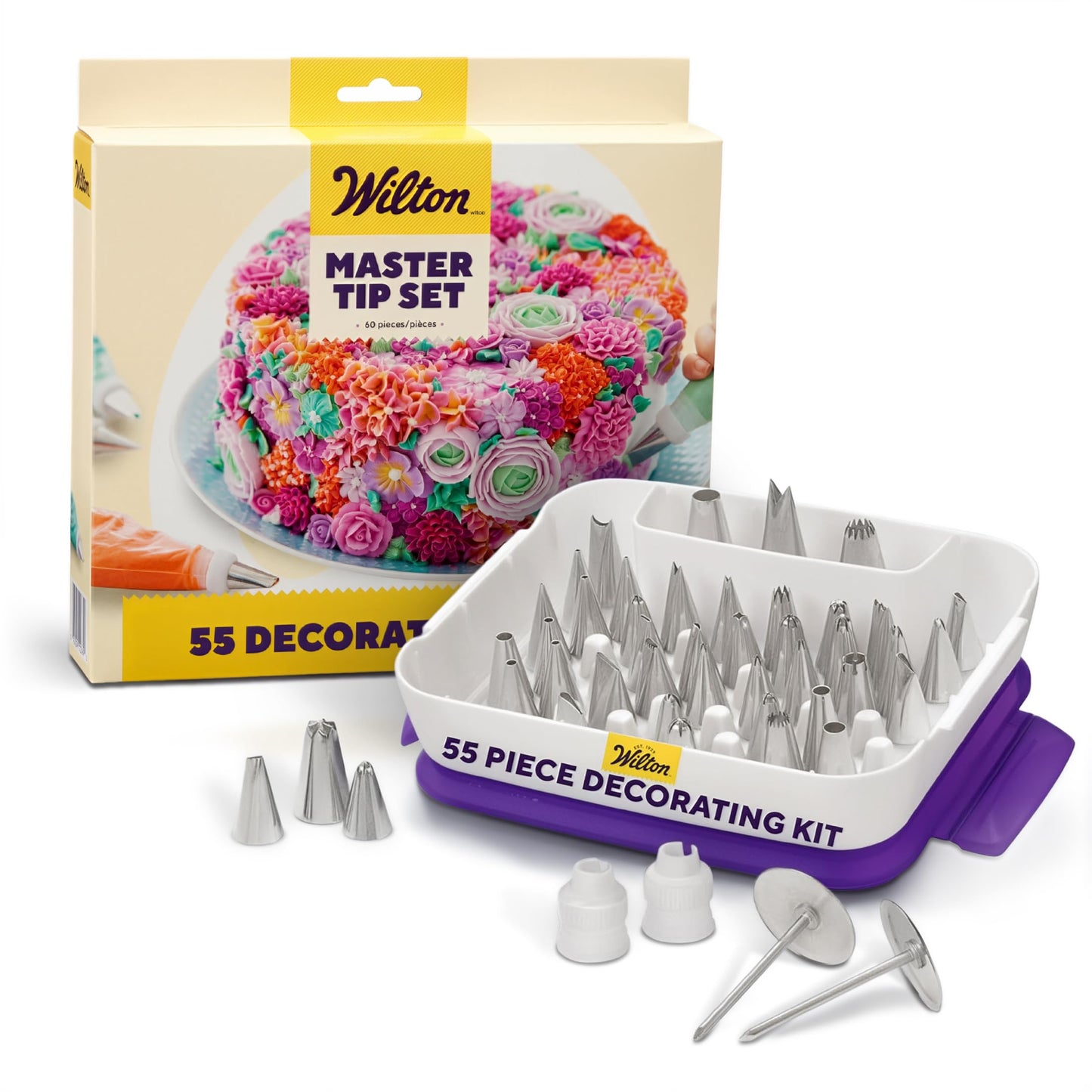 Master Cake Decorating Piping Tips Set, 55 Pieces