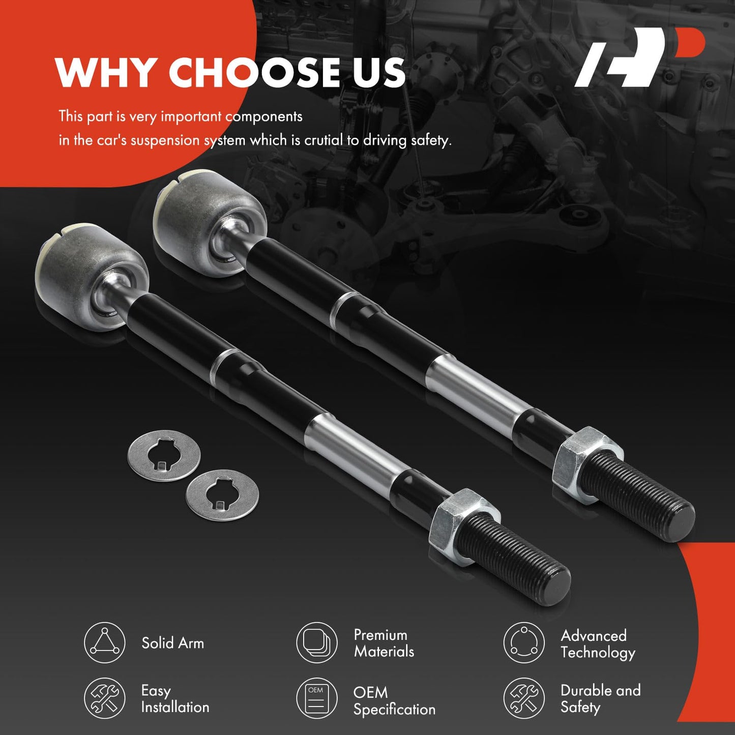 A-Premium 2 x Front Inner Tie Rod Ends, Compatible with Hyundai Elantra 2017-2022, Elantra GT 2018-2020, Kona 2018-2023, Kona Electric 2019-2023, Ioniq 2017-2022 & Kia Forte/Forte5, Niro, Niro EV