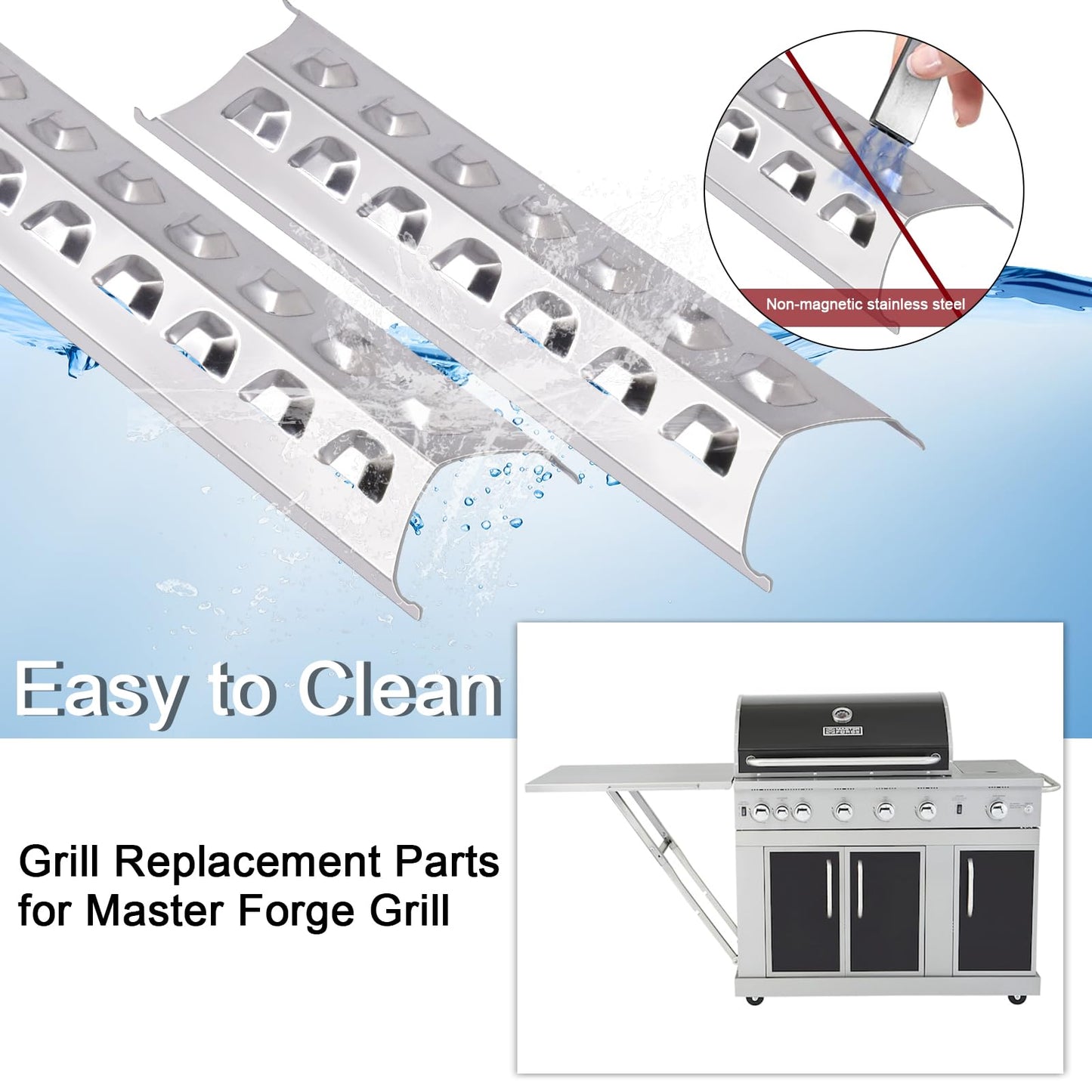 Hiorucet Grill Replacement Parts for Master Forge 5 Burner 3218LT, 3218LTN, L3218, 2518-3, 3218LTM, Kenmore Gas Grill Models 148.16156211, 148.16137110, 5 Pack SPE181 Heat Plate SBE601 Grill Burner