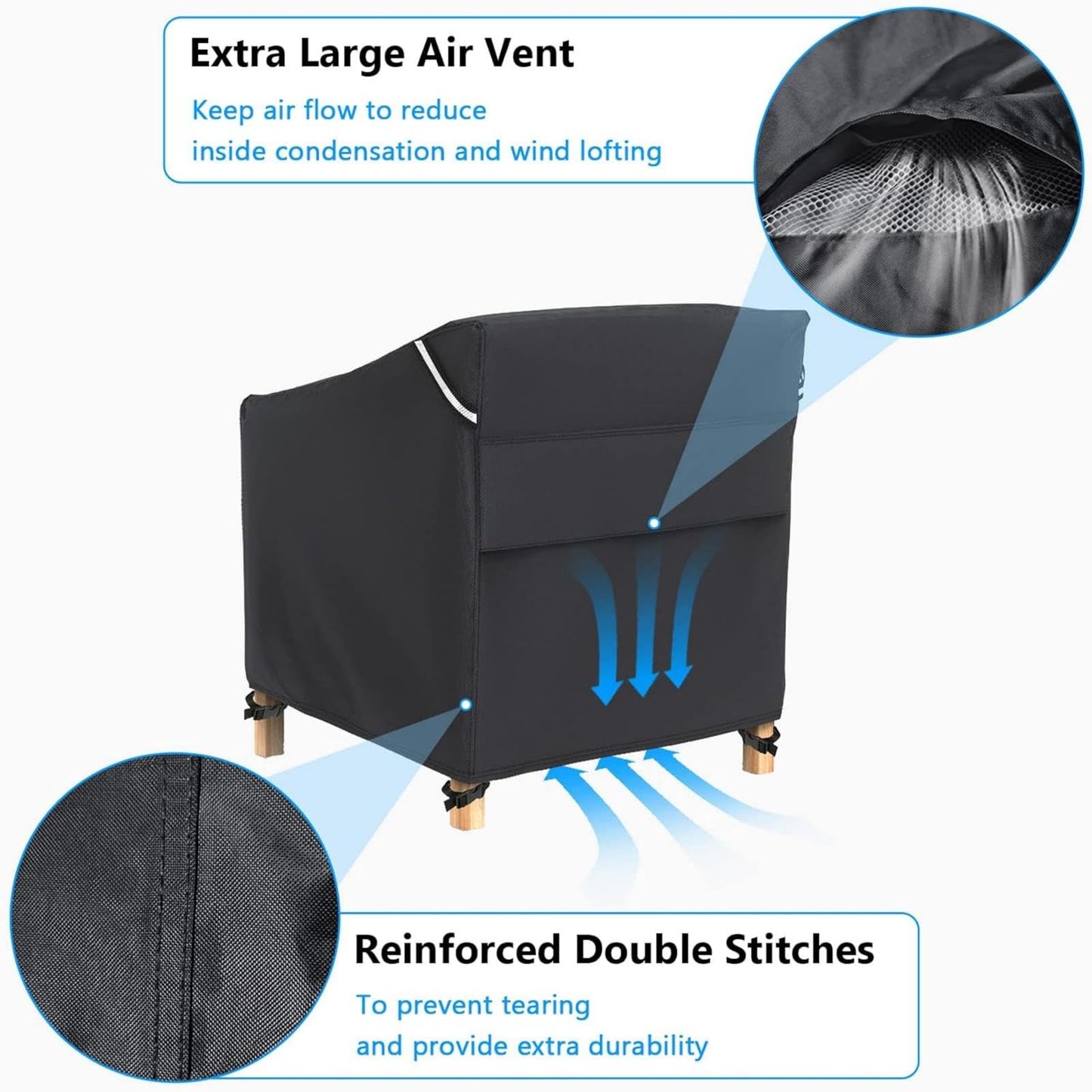 Gasadar Patio Chair Cover-2 Pack, Heavy Duty Waterproof UV Resistant Anti-Fading Chair Covers for Lawn Outdoor Furniture Chairs,33"W x 34"D x 31.1"H