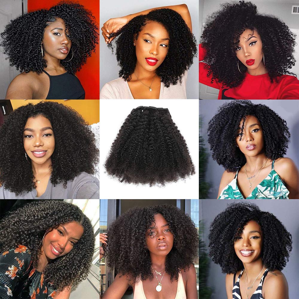 Dsoar 18 inch With 18 Clips 8A Remi Human Hair Clip in Extensions 8Pcs/Set Afro Kinky Curly Double Wefts For Black Women Natural Color 120 Grams/Set