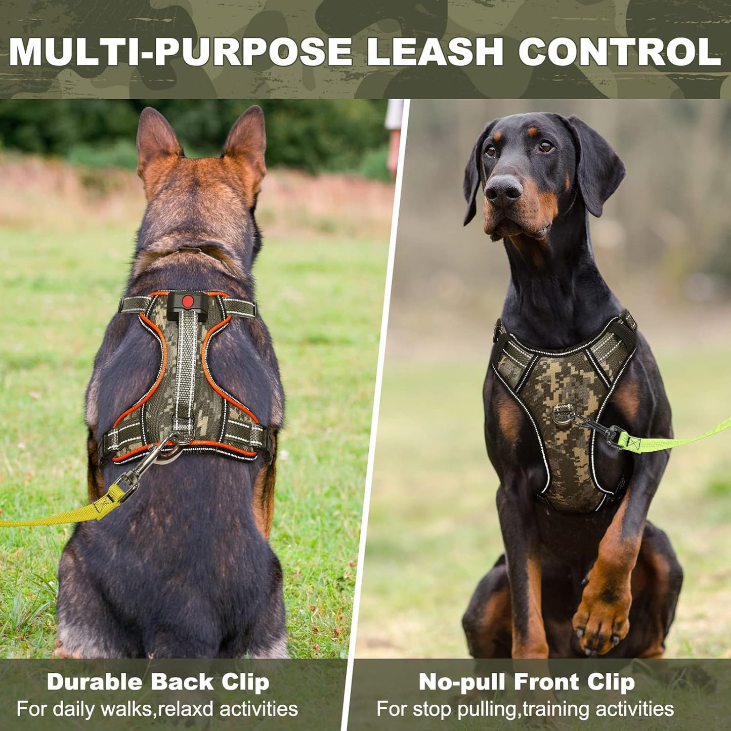 BiPawTi Light Up Dog Harness No Pull, LED Dog Harness Rechargeable/Reflective/4 Point Adjustable/High Visibility Lighted, Glowing Pet Vest Harness for Night Walking - Orange, XL