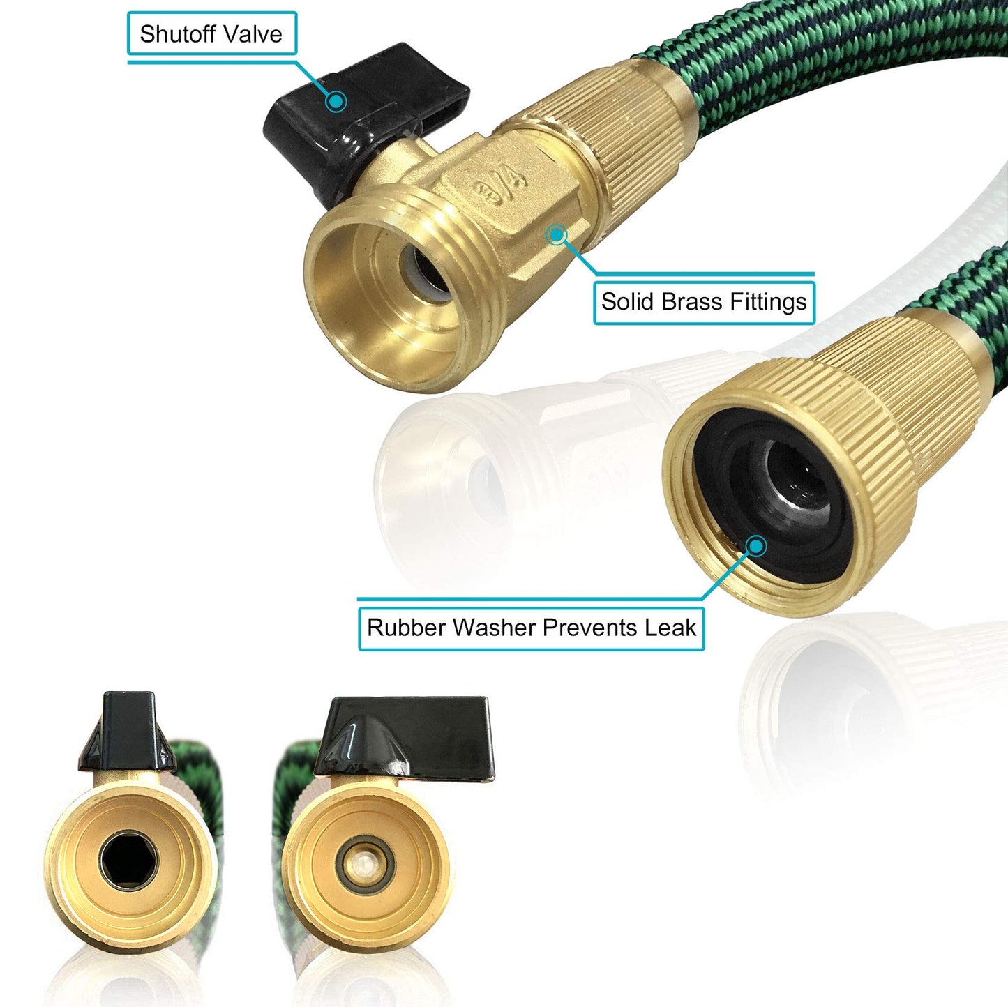 TheFitLife Flexible and Expandable Garden Hose 50FT - Multiple Layer Core 3/4" Metal Fittings 8 Pattern Nozzle, Kink Proof, Lightewight, Collapsible Water Hose
