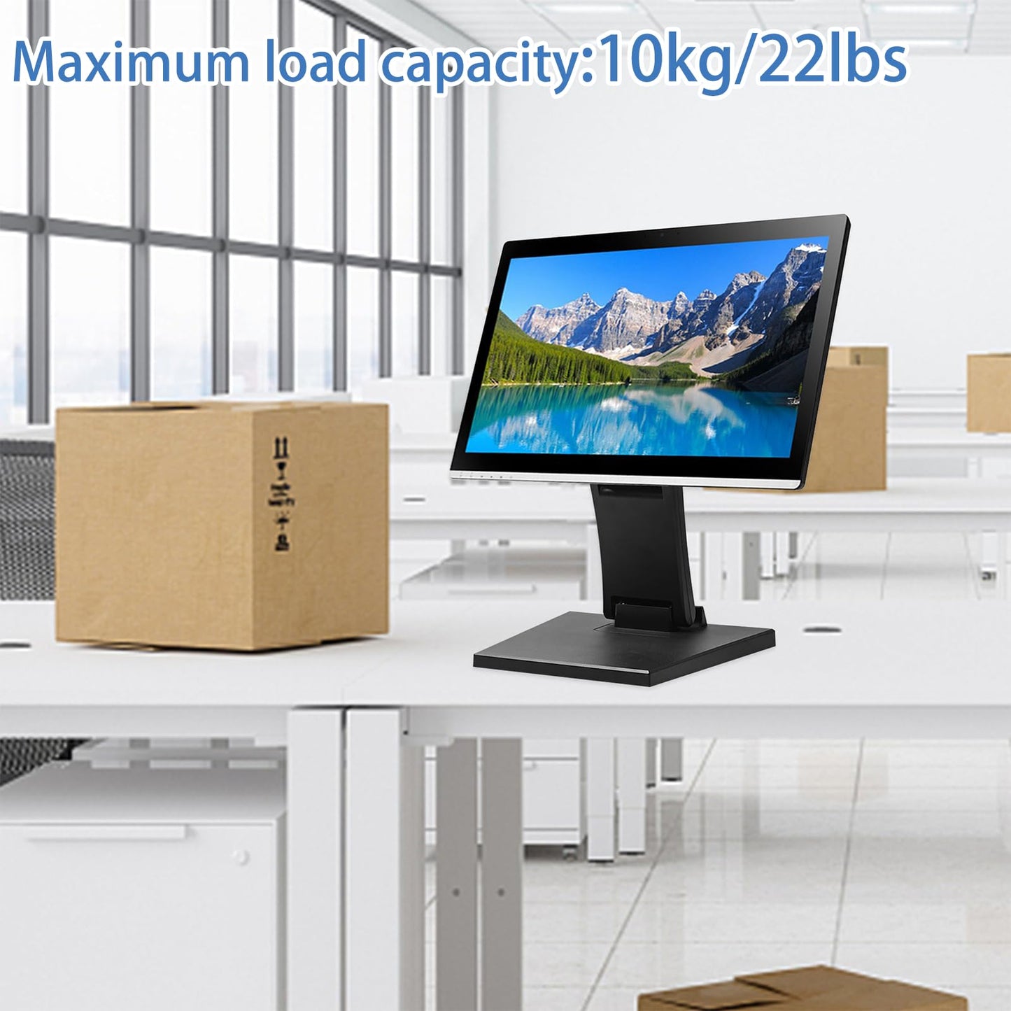 Adjustable Metal Folding Monitor Bracket for Touch Screen Desk Mount with VESA Hole 75x75mm&100x100mm All in Single PC Stand (Black)