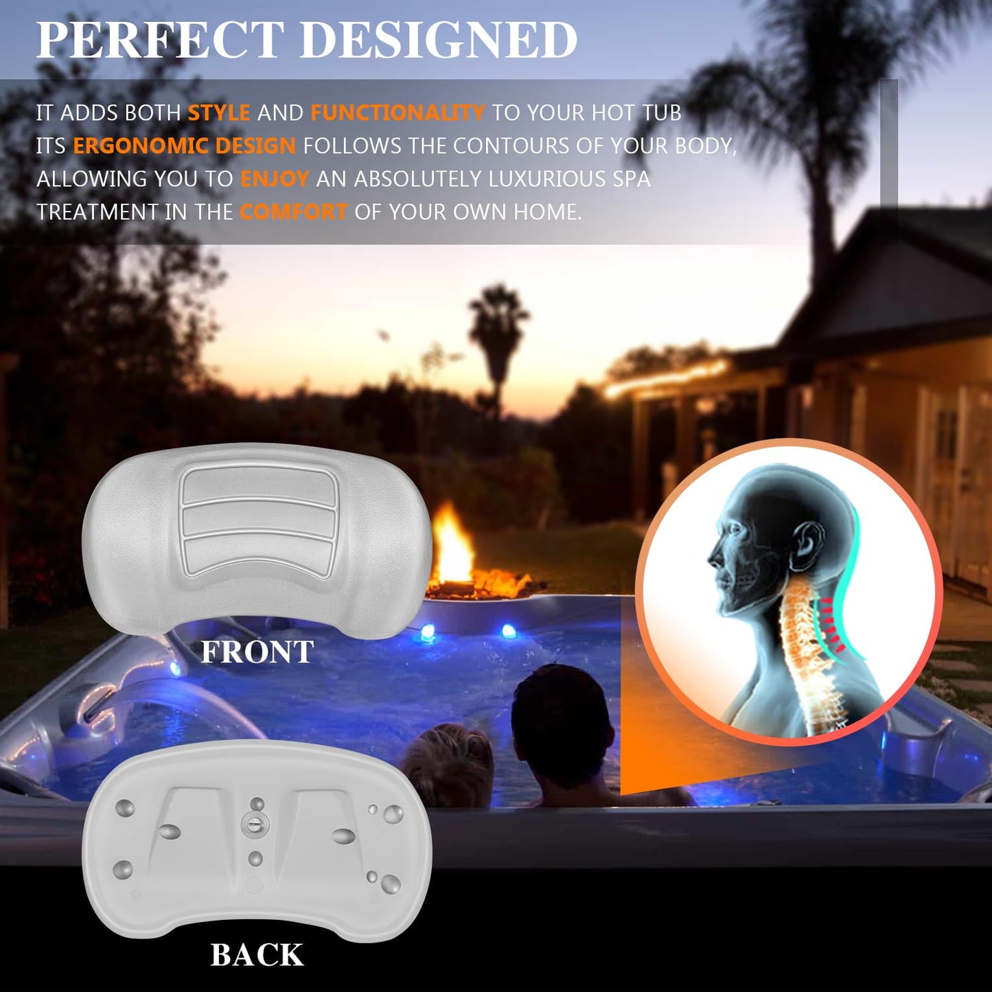 2 PCS 6472-966 Hot Tub Head Rest Replacement Pillow for Sundance 780 Series Spas 2007-2017, Compatible Models Camden, Certa, Chelsee, Hamilton, Dover, Montclair, Replace 6455-469