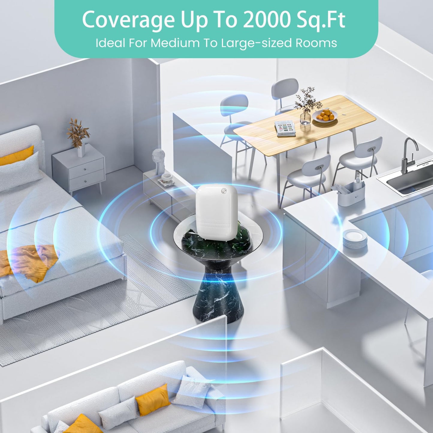 2025 Upgraded 2000 Sq.Ft Coverage Bluetooth Smart Scent Air Machine, HVAC Diffuser, 400ML Capacity Whole House Waterless Essential Oil Diffuser for Home, Hotel, Cold Air Tech (No Essential Oils)