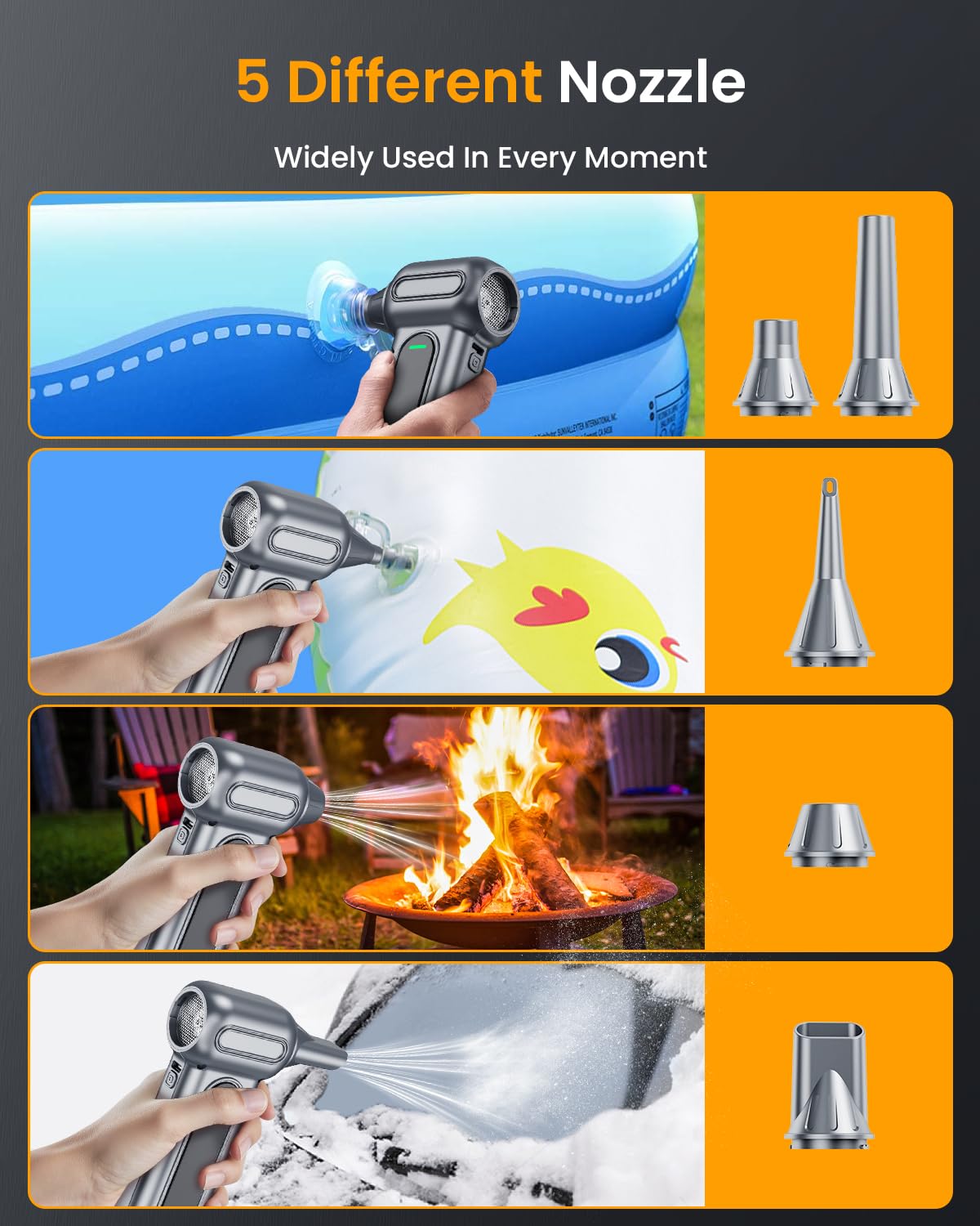 BANKKY Compressed Air Duster - 150,000RPM Turbo Jet Electric Air Duster, Rechargeable Cordless Mini Blower, 4-Speed LED Powerful Handheld Air Blower for Computer, Keyboard, Electronics & Car Cleaning