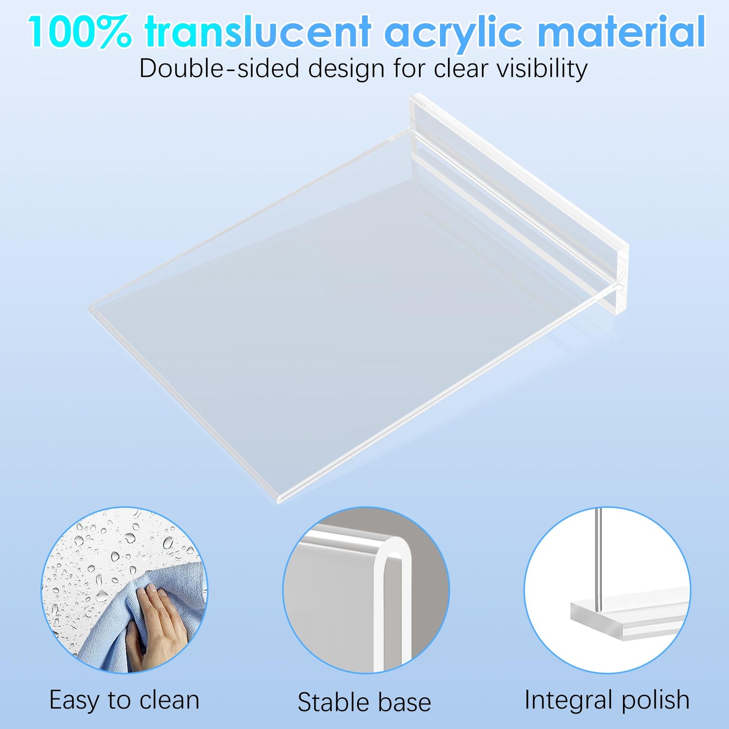 Acrylic Sign Holder 8.5 x 11 Vertical Clear Signs Display Stand Double-Sided Plastic Flyer Holder Stand for Restaurant Office School Store and Home (T Shape 12 Pack)