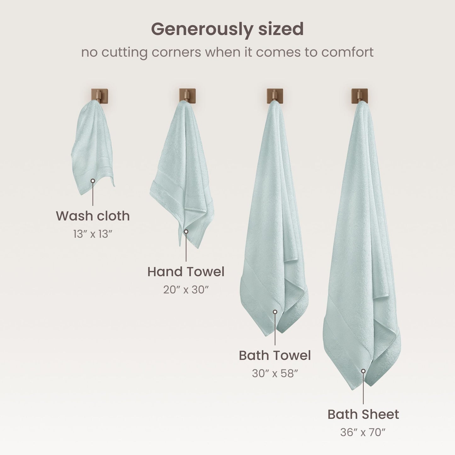 BIOWEAVES 100% Organic Cotton 700 GSM Plush Washcloths 13" x 13" GOTS Certified - Seafoam, Pack of 12