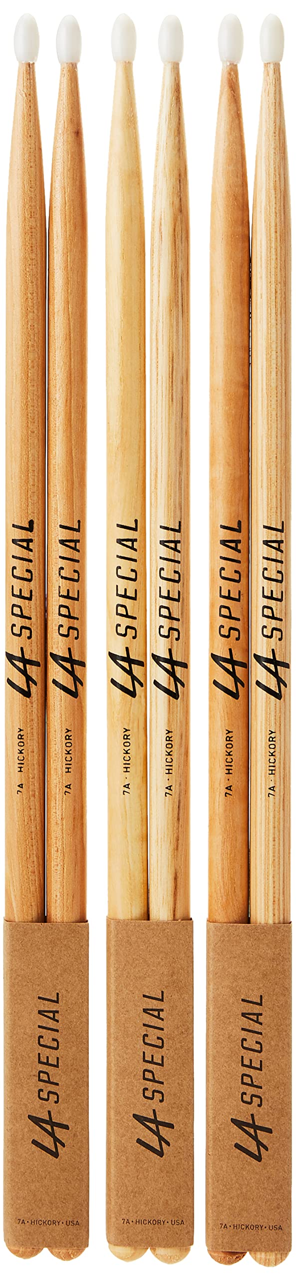 ProMark LA Specials 7A Hickory Drumsticks, Oval Nylon Tip, 3 Pairs