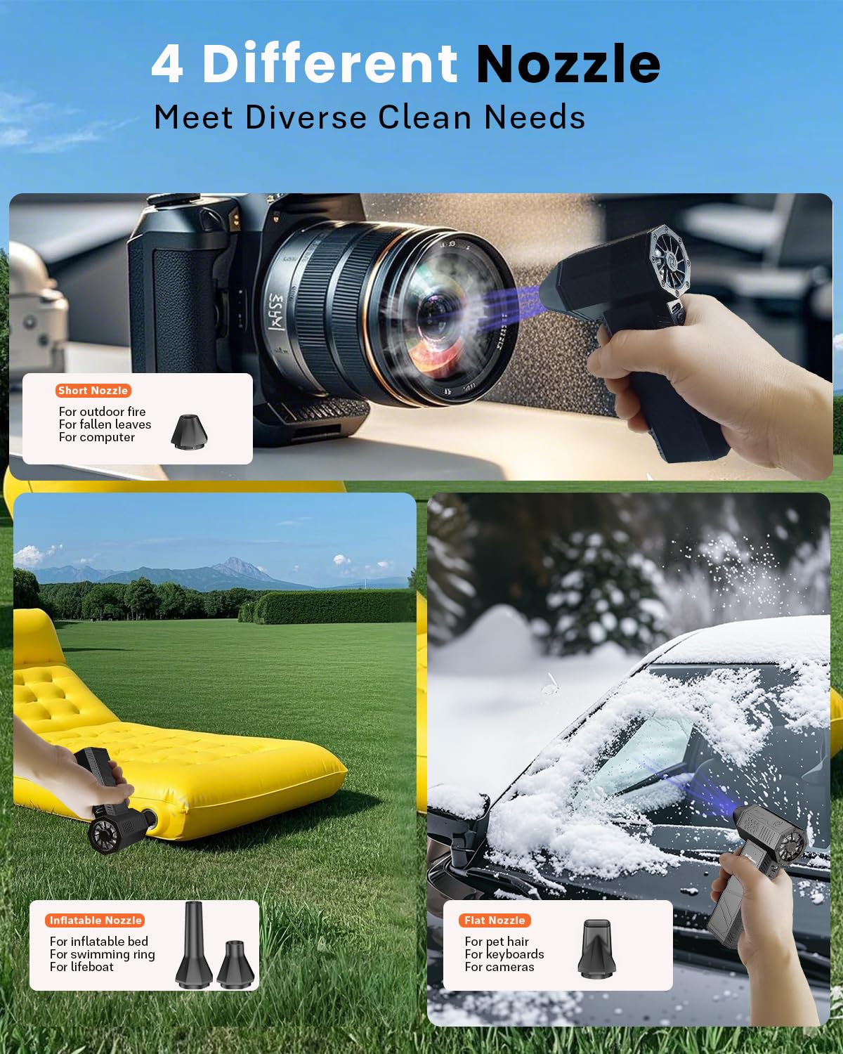 Compressed Air Duster 180,000 RPM – Cordless Handheld Electric Air Duster with Turbo Fan, Rechargeable Mini Turbo Air Blower for Cars, Computers, Keyboards, Outdoor & Home Cleaning