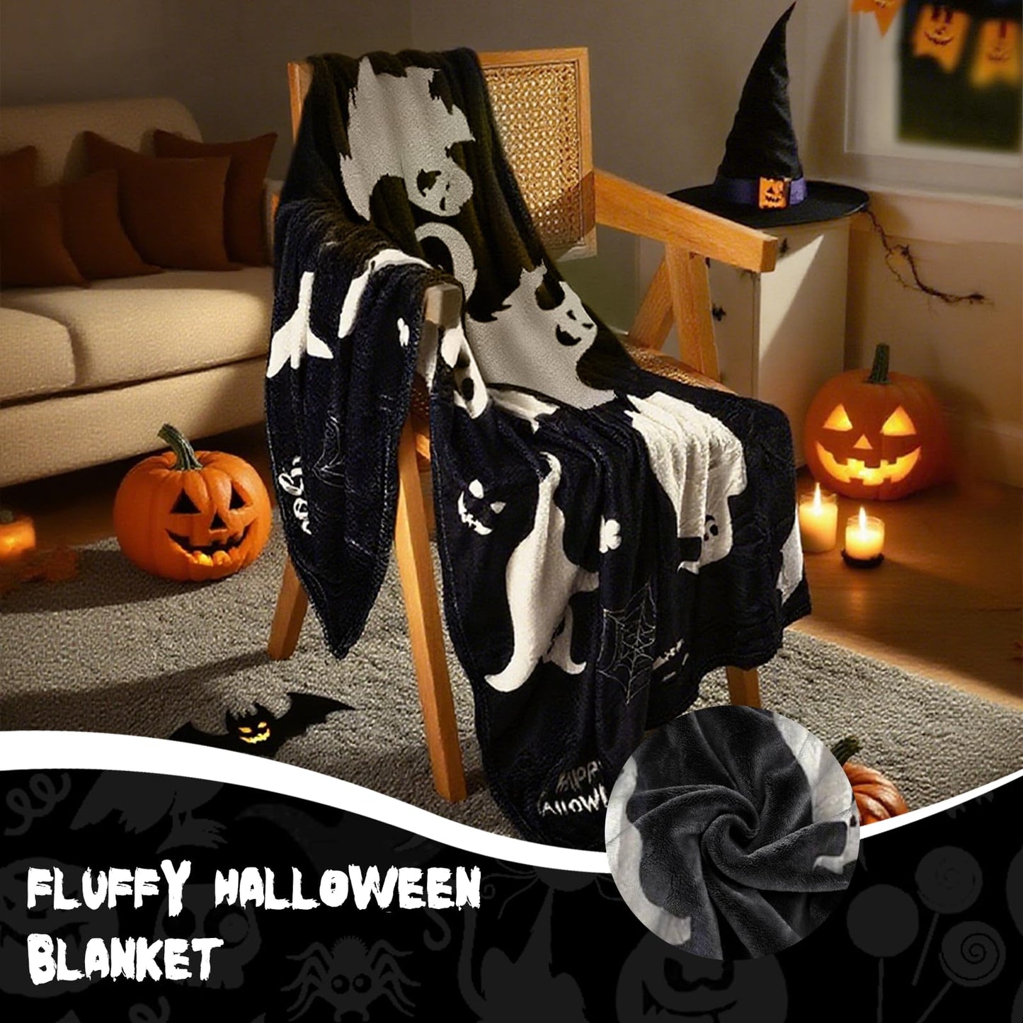 Boo Basket Stuffers for Women Teens - 11Pcs Halloween Boo Basket Stuffers Gift Ideas with Ghost Blanket Cauldron Mug Socks & Spa Gifts for Women Teen Girls