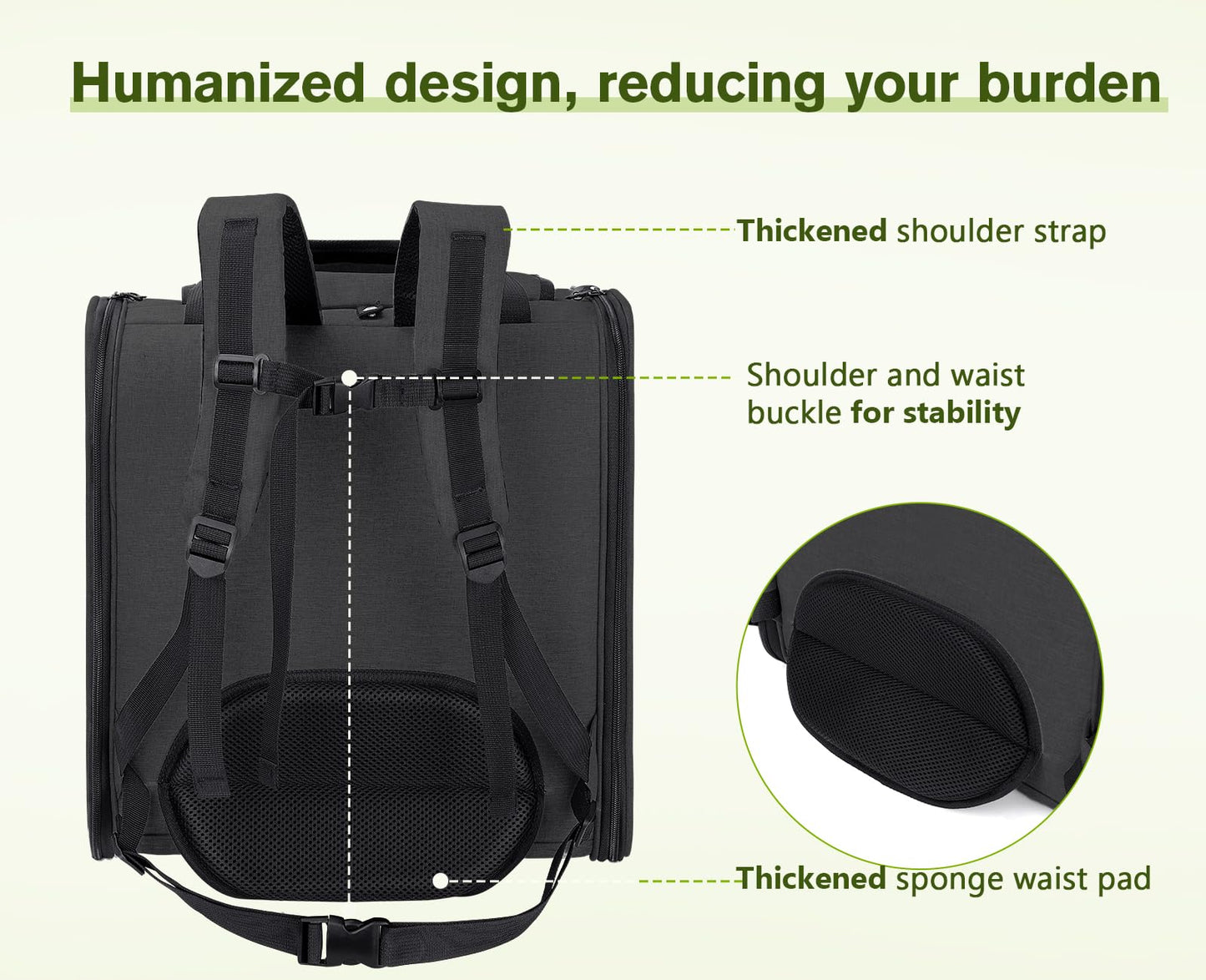 Pecute Cat Backpack,Dog Backpack Carrier with Widened Interior Space, Pet Backpack Carrier for Small Dogs and Small to Medium Cats, Pet Travel Carrier with Soft Padded, Reinforced Support,Black