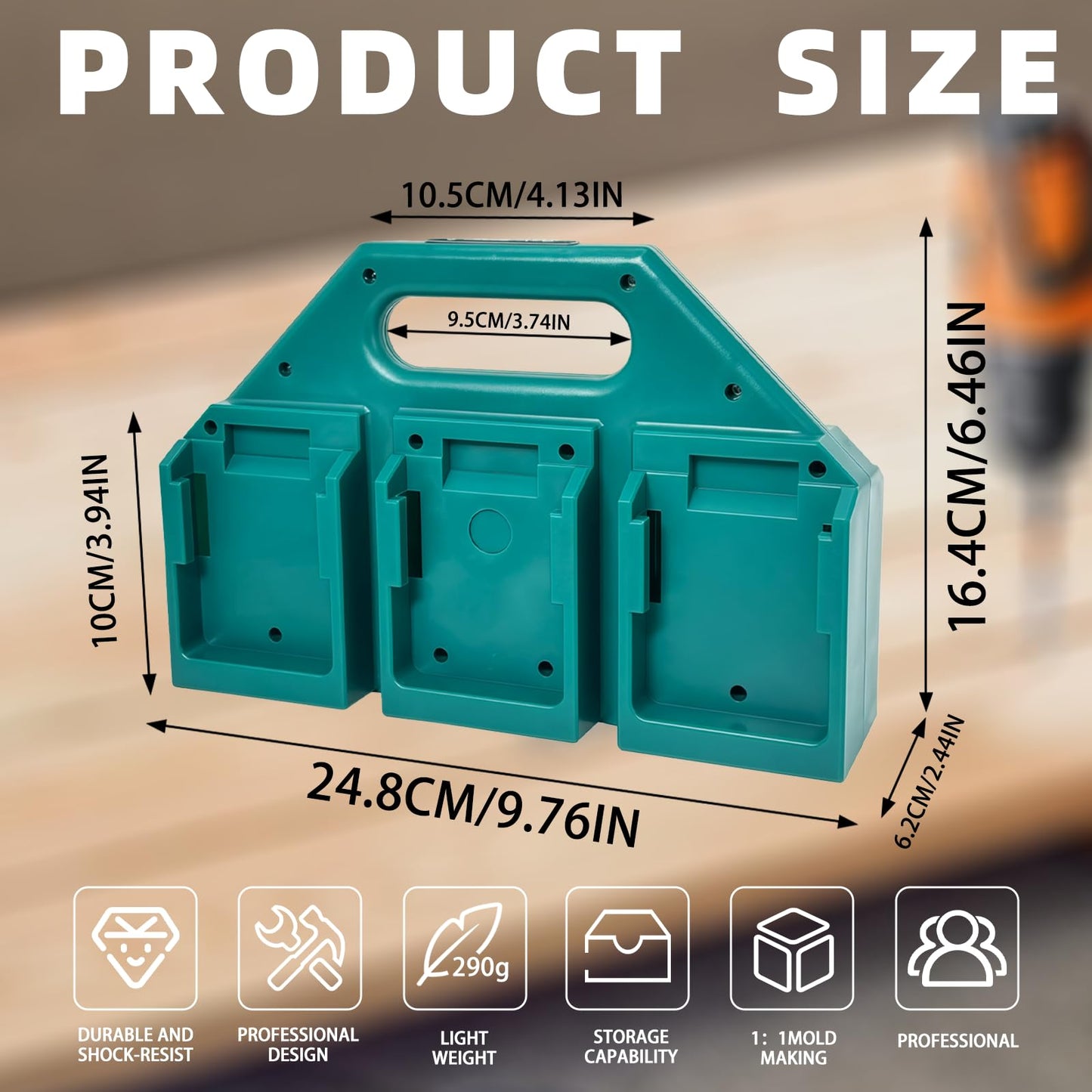 6-Slot Battery Holder for Makita 14V&18V LXT Batteries - Rugged & Portable Storage Case, Compact Organizer for Tool Boxes & Bags, Quick Access, Ideal for Transport & Job Sites
