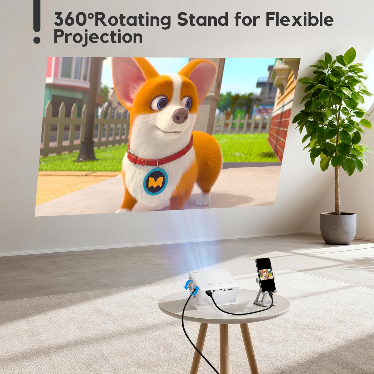 Mini Projector, 1080P Full HD Supported Portable Projector, AKIYO O1 Phone Projector for Home Theater, Movie, Outdoor, Compatible with iOS/Android/HDMI/USB/TV Stick/PC