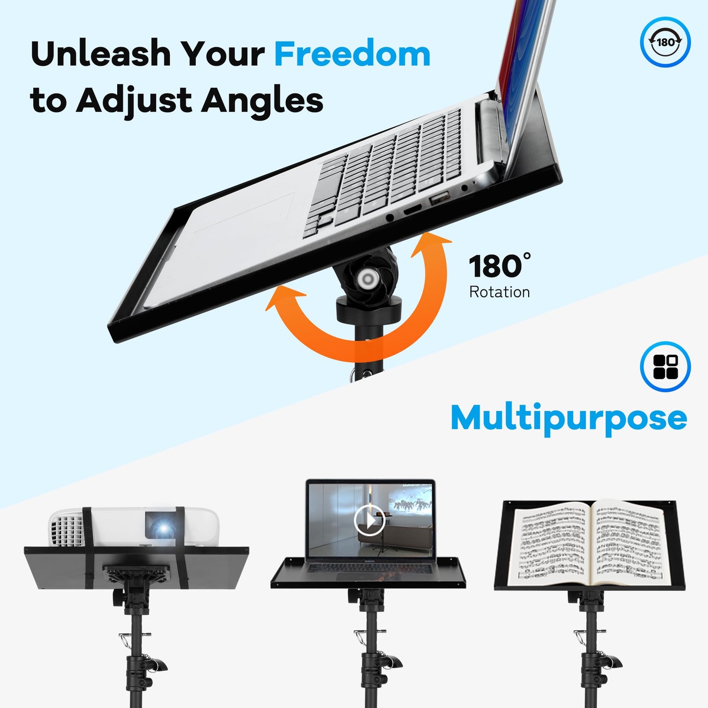 CAHAYA Projector Tripod Stand with Casters: Projector Stand 71-137cm Height Adjustable Multifunctional Universal Laptop Stand DJ Rack Stand with Adjustable Height for Meeting Room DJ Equipment