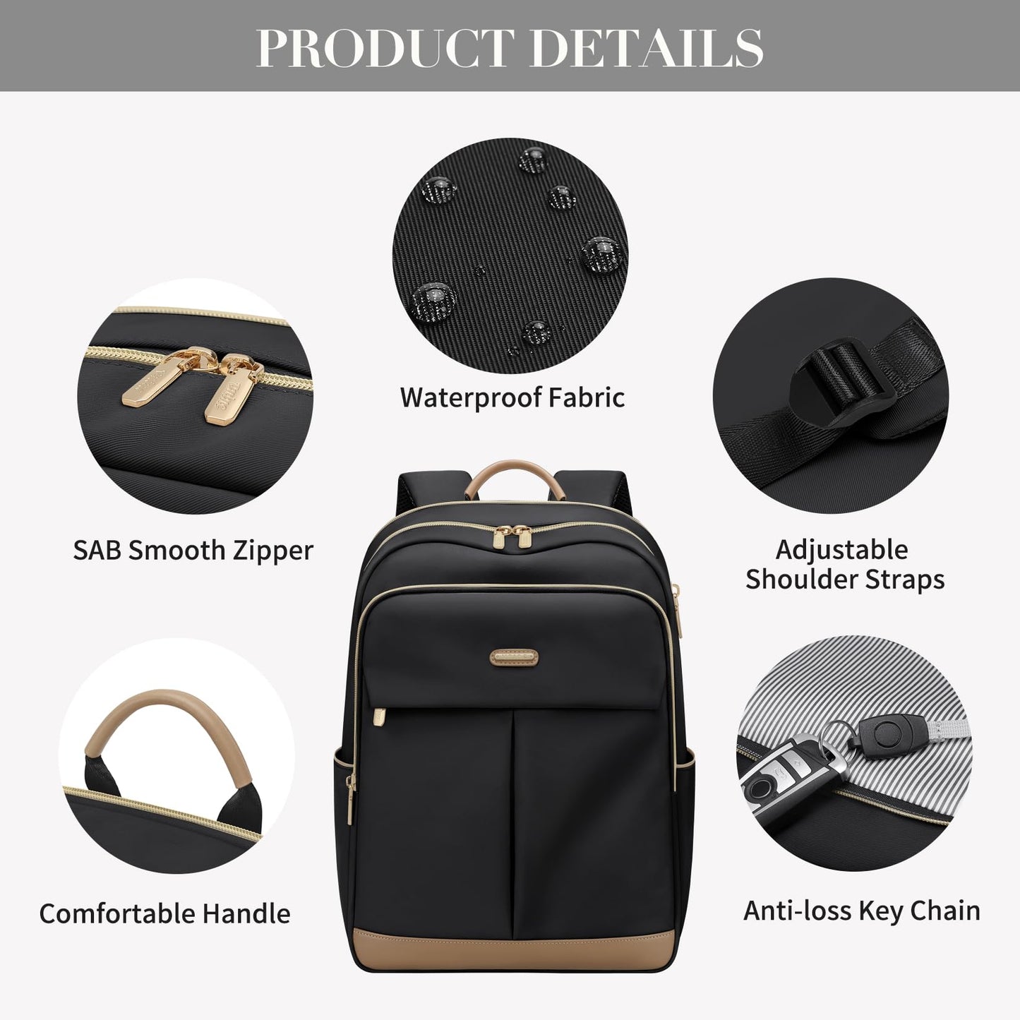 VNINE 16 Inch Laptop Backpack for Women, Light Work Bag, Fashion Waterproof, Stylish, Travel Backpacks, Casual Daypacks, for College, Business