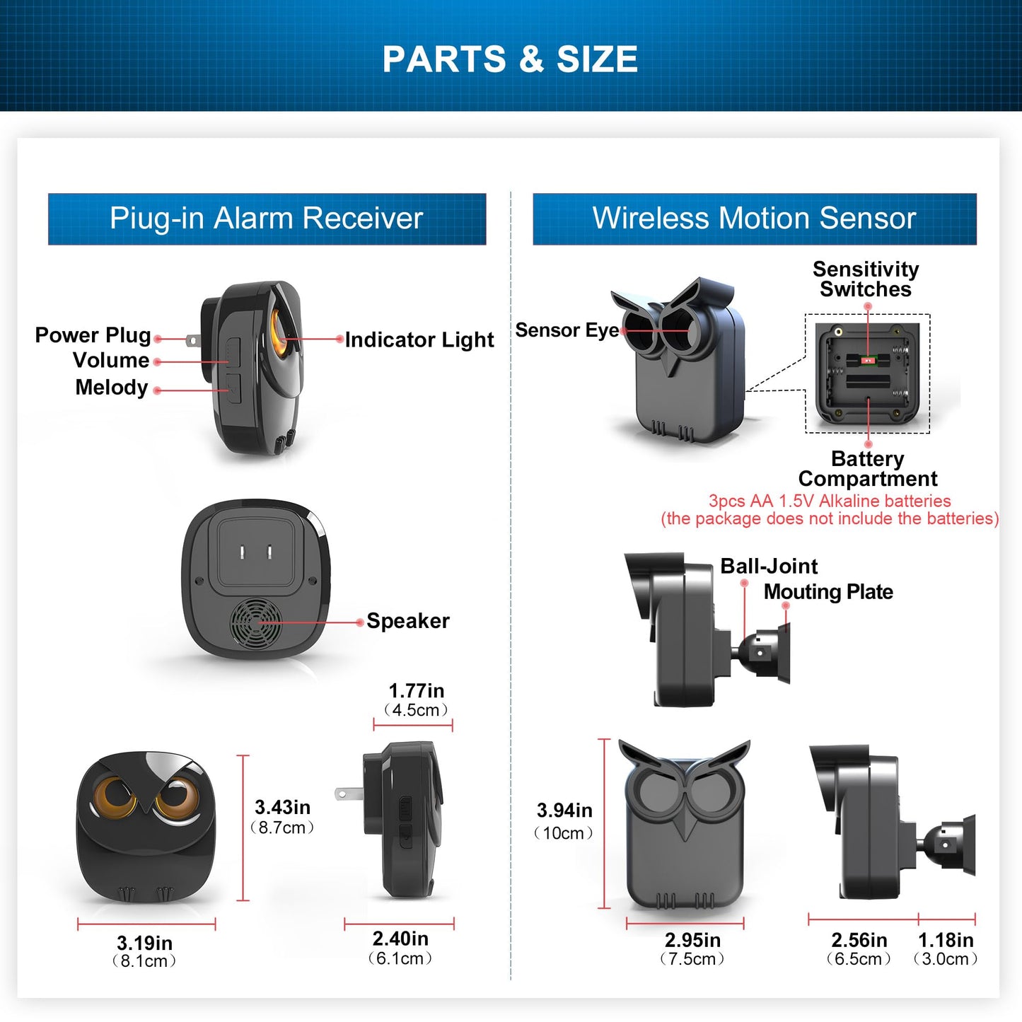 Alarm System- 1/2 Mile Long Range Wireless Driveway Alarm Outdoor Weather Resistant Motion Sensor&Detector-DIY Security Alert System-Monitor&Protect Outdoor/Indoor Property - 1 Receiver and 2 Sensors