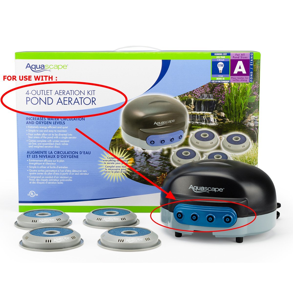 Aquascape Pro Air 4-Outlet Pond Aerator Cartridge and Renew Kit, 75004