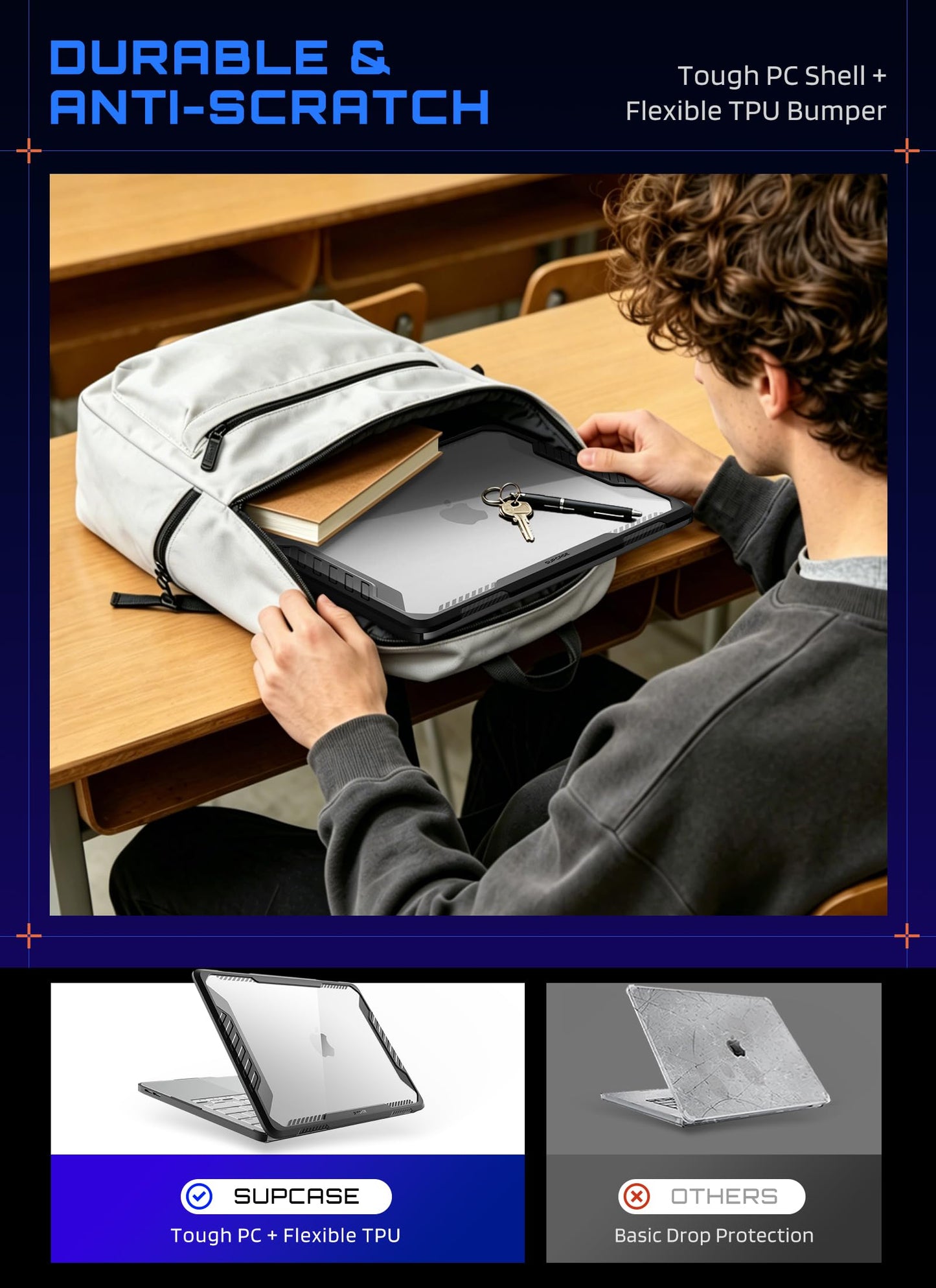 SUPCASE for MacBook Neo 13 Inch Case with Stand 2026 (Unicorn Beetle Pro), Model A3404 (A18 Pro Chip) Military-Grade Protection Heavy Duty Hard Shell Protective Cover for MacBook Neo 13", Black