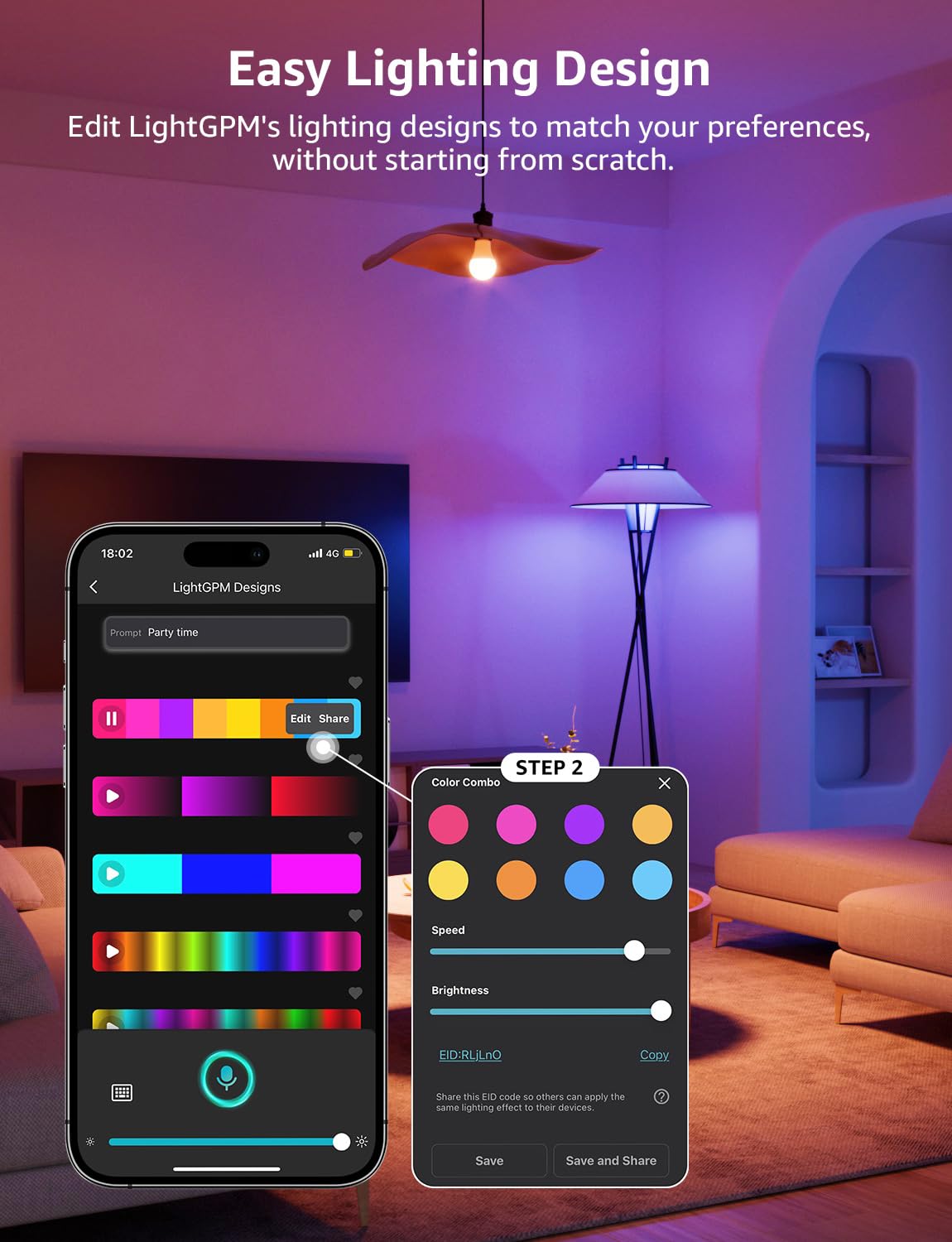 Lepro BR1 AI Smart Light Bulbs, Dimmable BR30 Bulbs, Work with Alexa & Google Home, Music Sync, RGBWW Colour Changing Light Bulb, Flood Light Bulbs, WiFi & Bluetooth Via Lepro App, LLM, E26, 4 Pack
