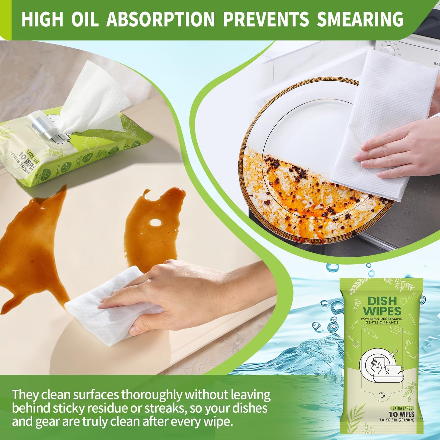 Creatyi 8 Pack Dish Wipes Camping Dish Wipes Travel Dish Soap Camp Kitchen Wipes Portable Cleaning of Plates, Bowls, Tableware and Ktchenware for Travel Camping (80 PCS)