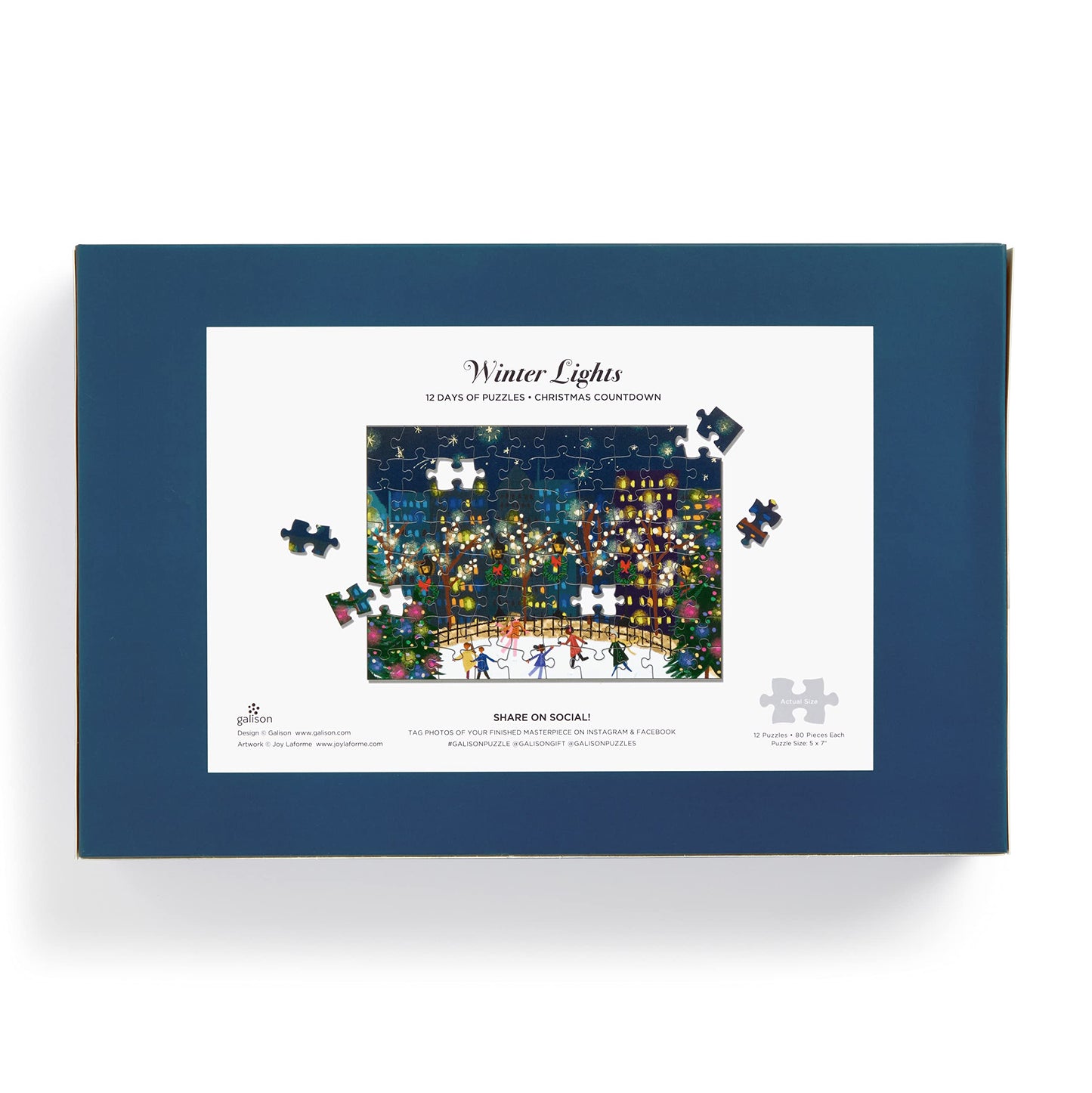 Galison Winter Lights Christmas Countdown – 12 Days of Puzzles Featuring Images of Winter City Fun