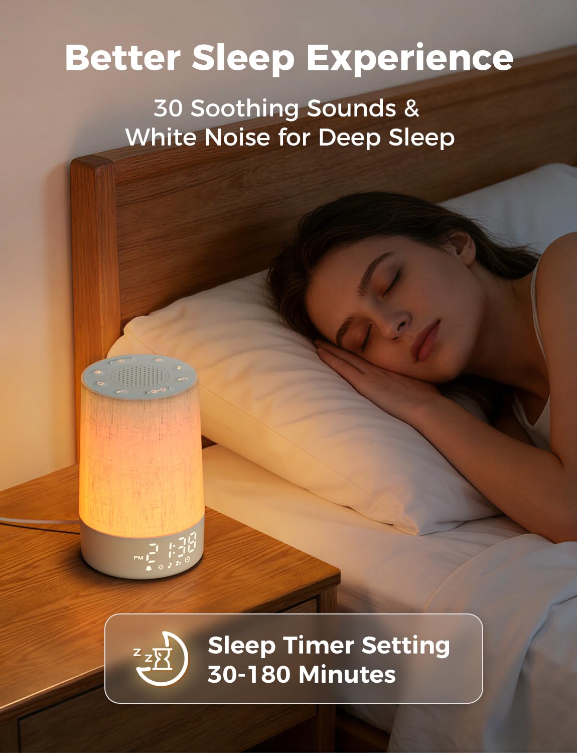 LIORQUE Sunrise Alarm Clock Wake Up Light 30 Soothing Sounds & White Noise, Digital Alarm Clock with Mains Powered for Bedroom, Adjustable 10 Brightness Levels & Night Light for Kids Adults