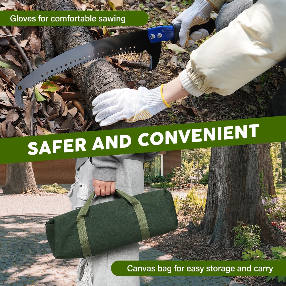 OUDUCK 14FT Pole Saw for Tree Trimming, Manual Pole Saw Extendable Tree Pruner with Sharp Saw Blade, Tree Branch Pruner Garden Tools