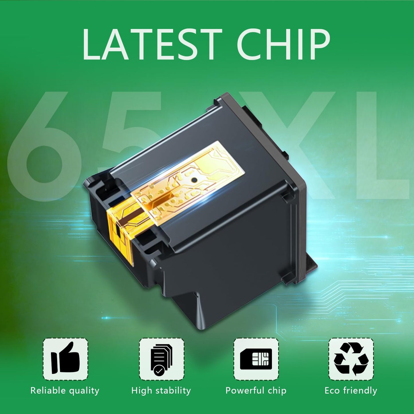 YATUNINK 65XL Black Ink Cartridge Compatible for HP 65XL 65XL Ink Cartridge Works with Deskjet 3755 3720 3722 3752 2622 2652 2655 3772 Envy 5055 5052 5010 (Black, 2 Pack)