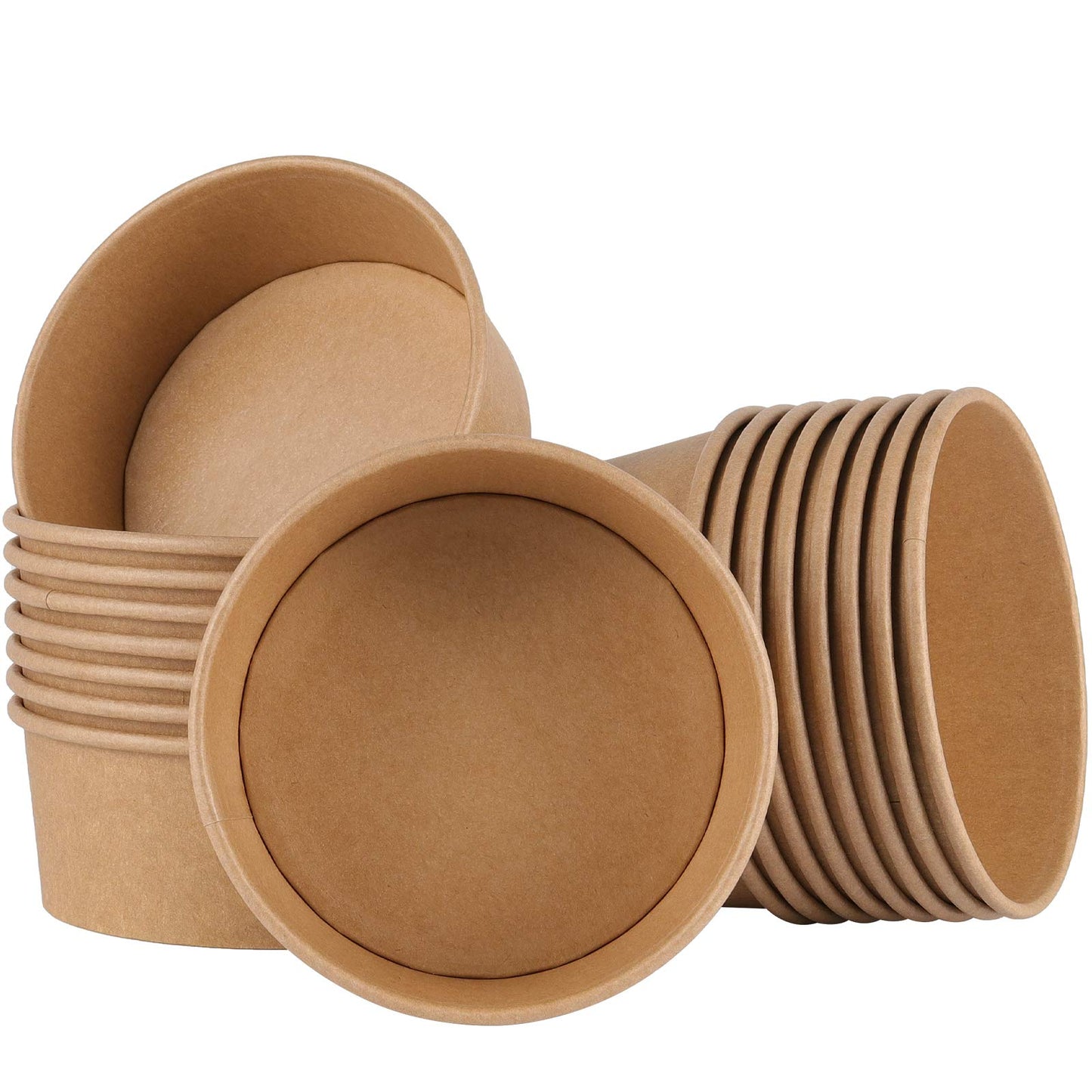 ZEONHAK 90 Pack Kraft Paper Bowls, 25 oz Disposable Paper Soup Bowls(No Lids), to Go Food Container for Cold or Hot Food, Soup, Ice Cream, Dessert