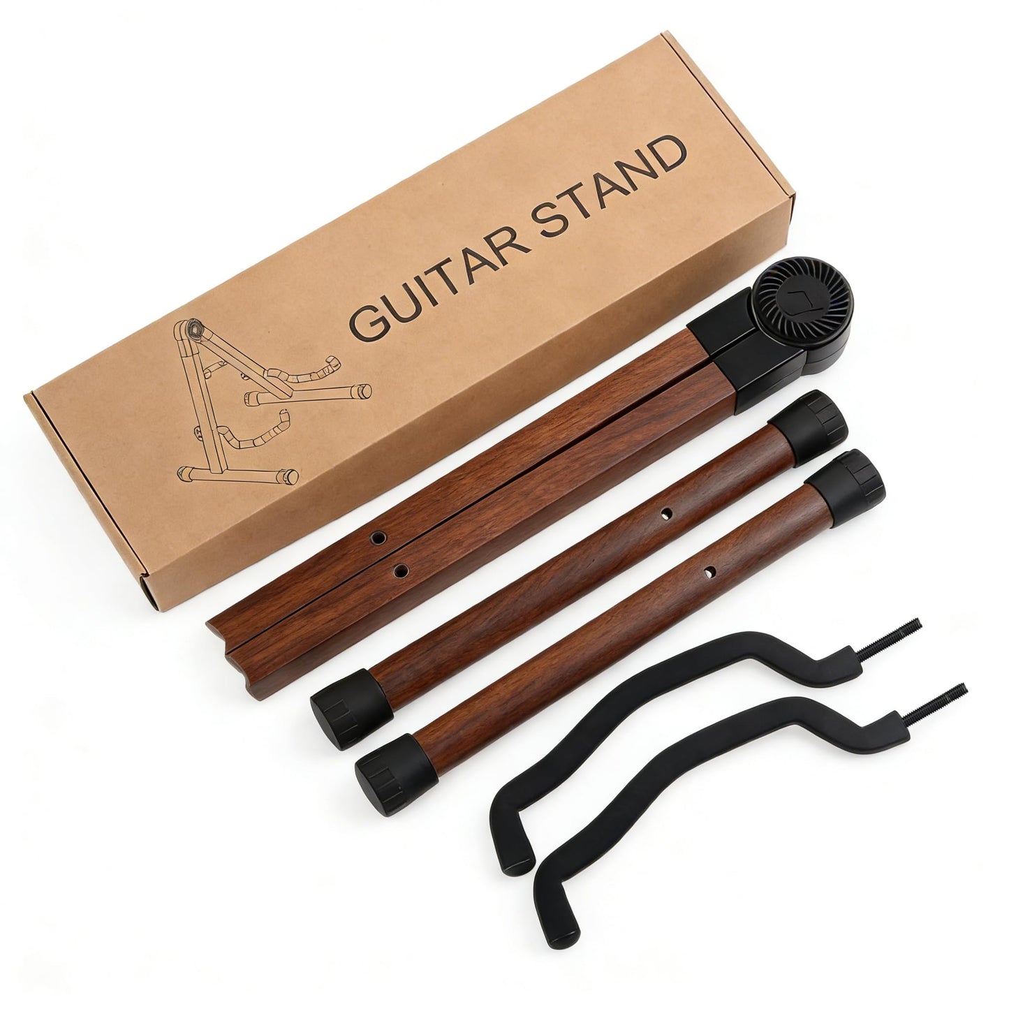 Guitar Stand, Acoustic Electric Guitar Stand Wooden Guitar Floor Stand, A Frame Folding Guitar Holder Adjustable for Bass, Mandolin, Banjo, Ukulele (Wood)